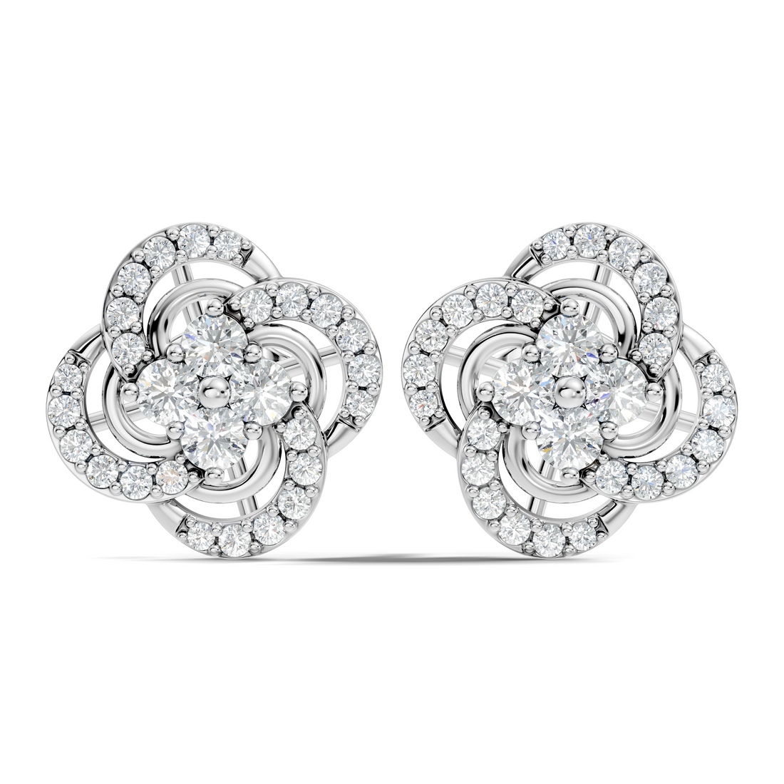 Four-Leaf Clover Swirl Diamond Stud