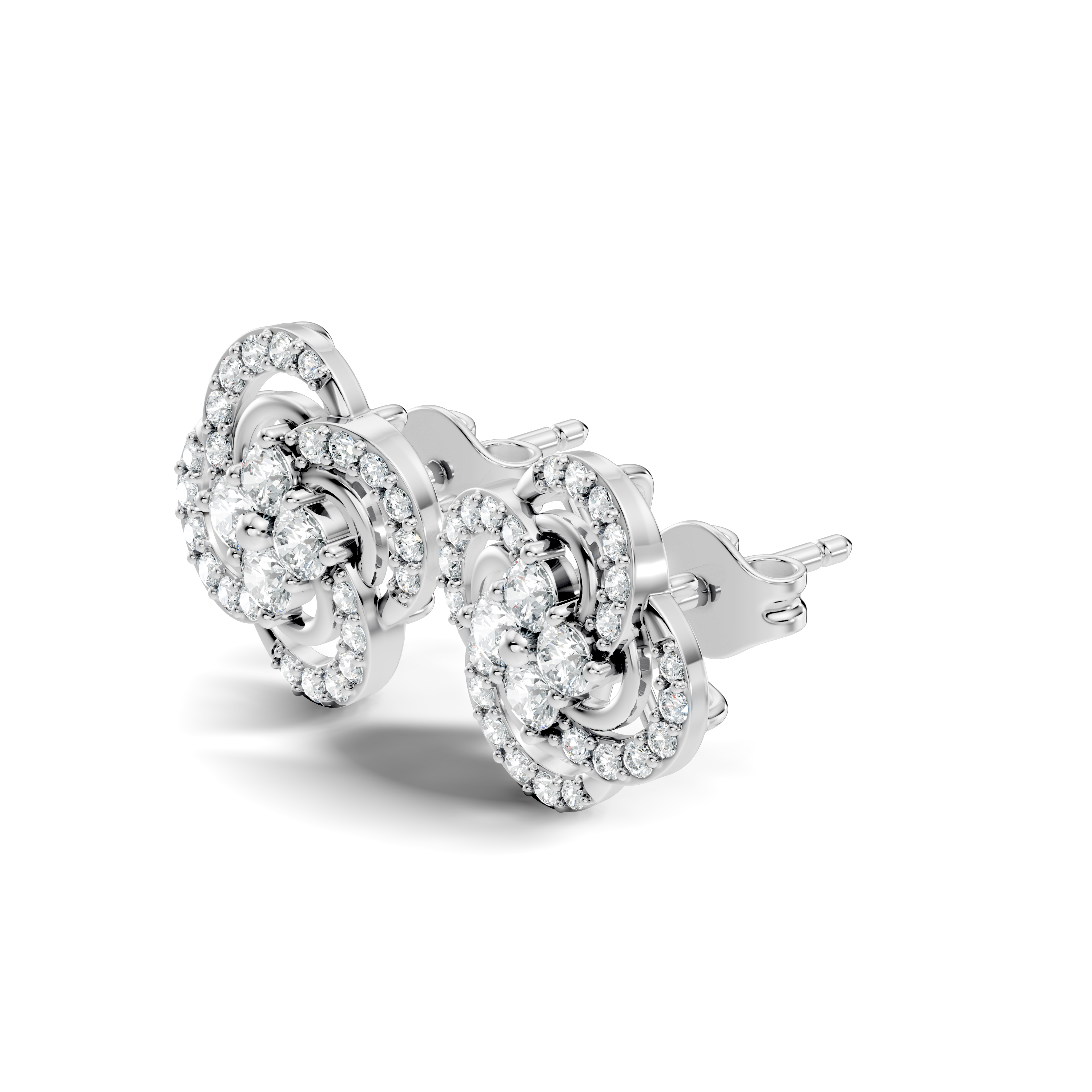 Four-Leaf Clover Swirl Diamond Stud