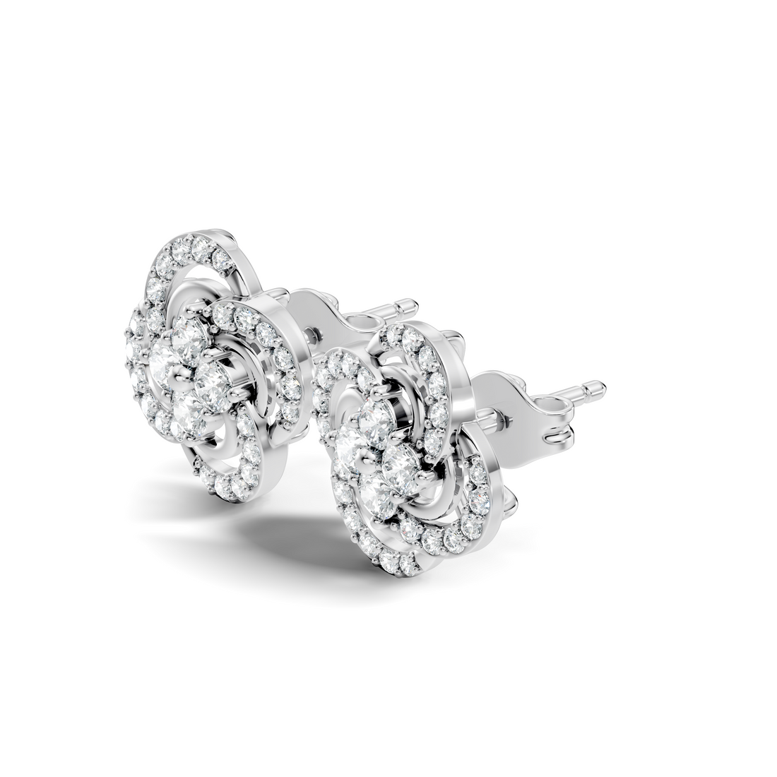 Four-Leaf Clover Swirl Diamond Stud