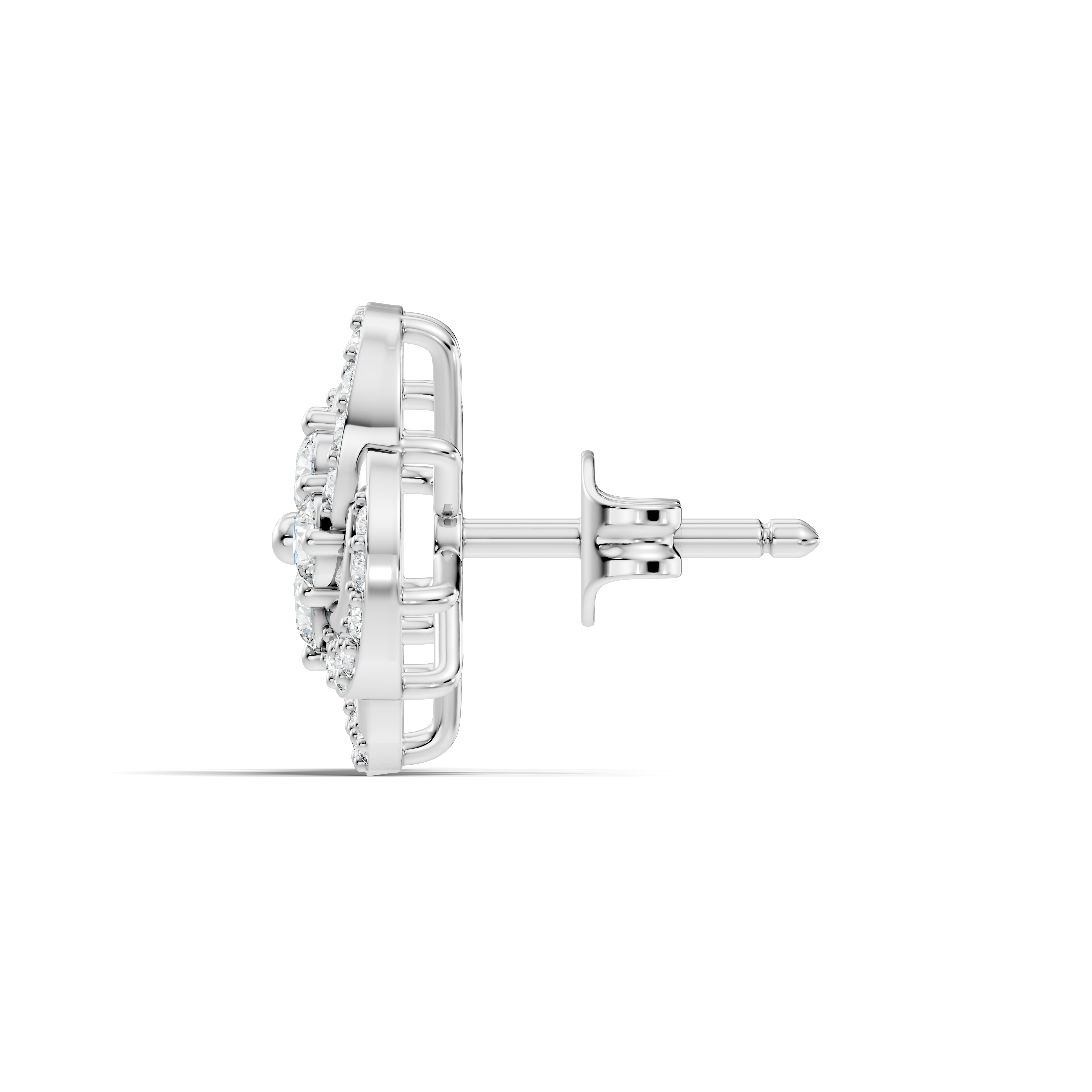 Four-Leaf Clover Swirl Diamond Stud