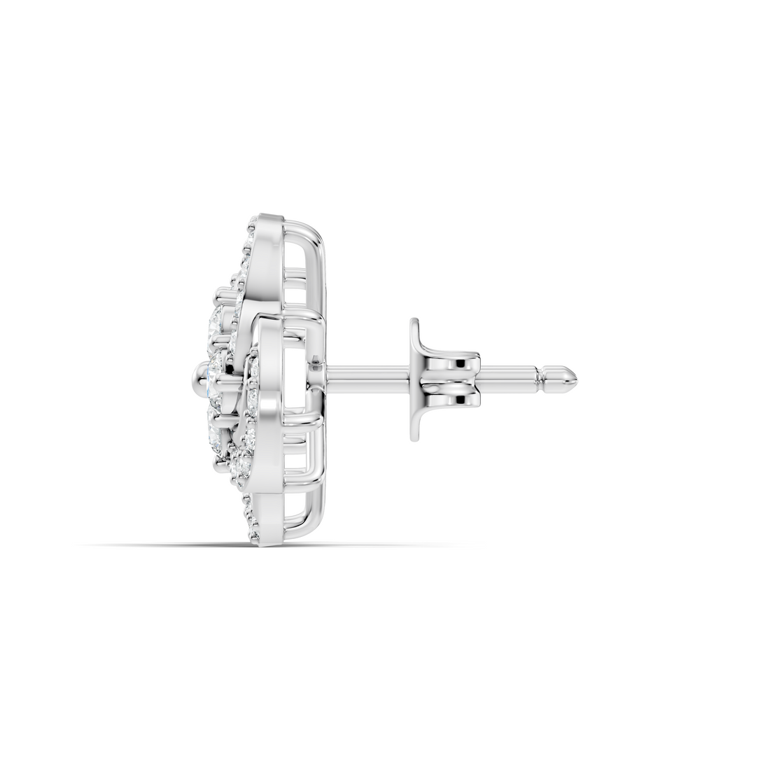 Four-Leaf Clover Swirl Diamond Stud