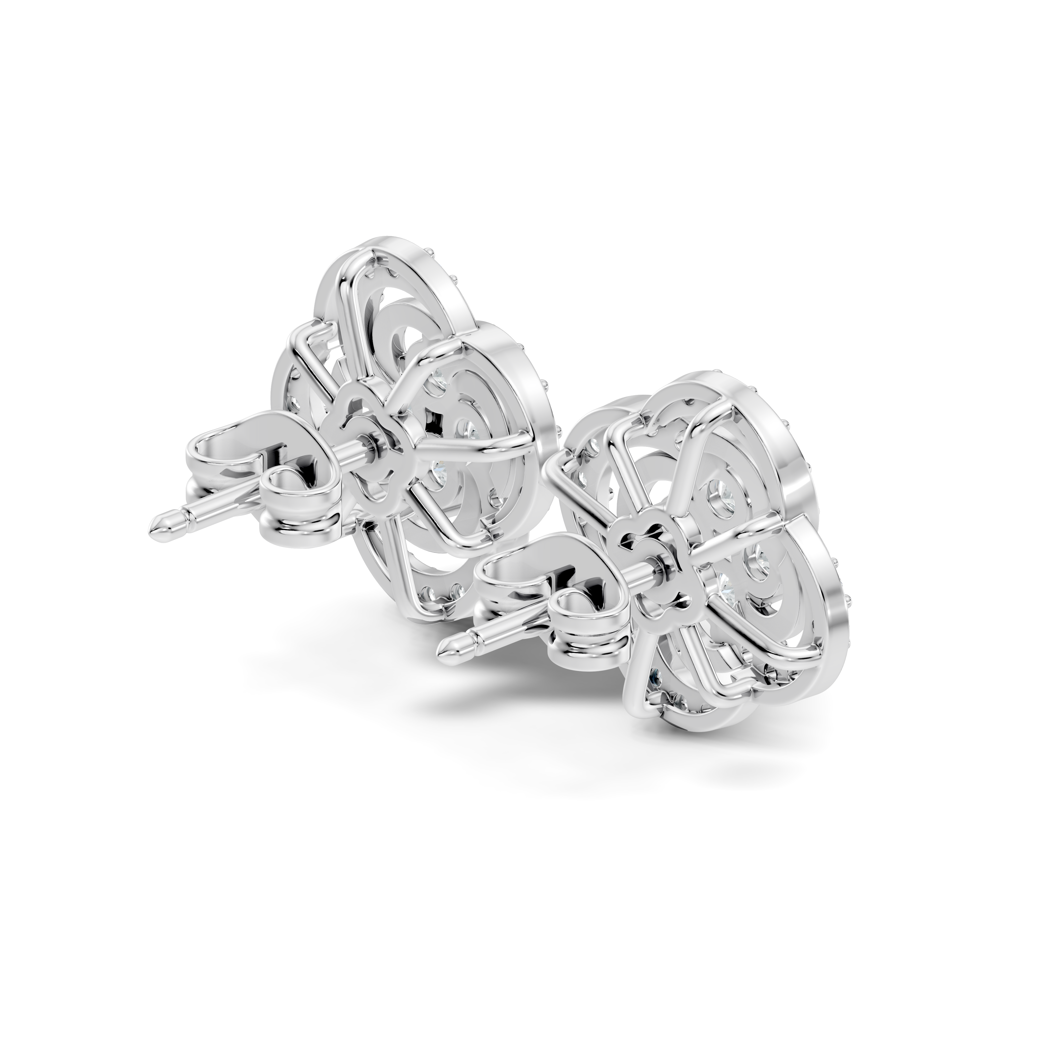 Four-Leaf Clover Swirl Diamond Stud