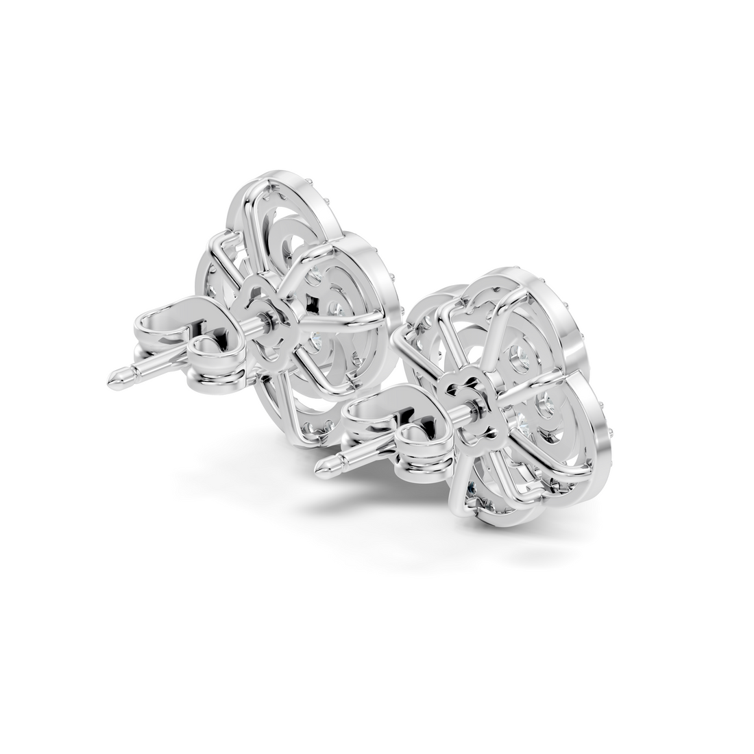 Four-Leaf Clover Swirl Diamond Stud