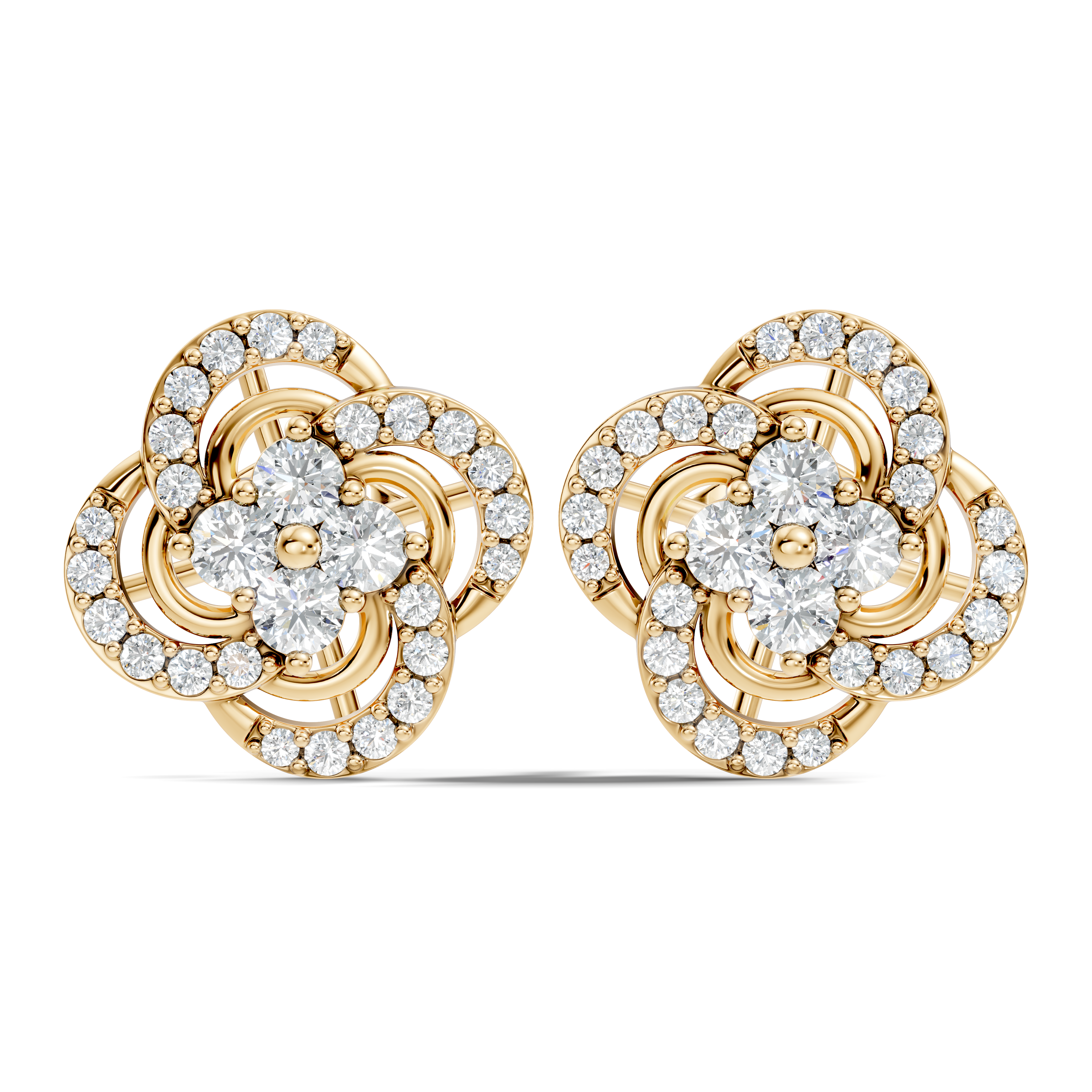 Four-Leaf Clover Swirl Diamond Stud