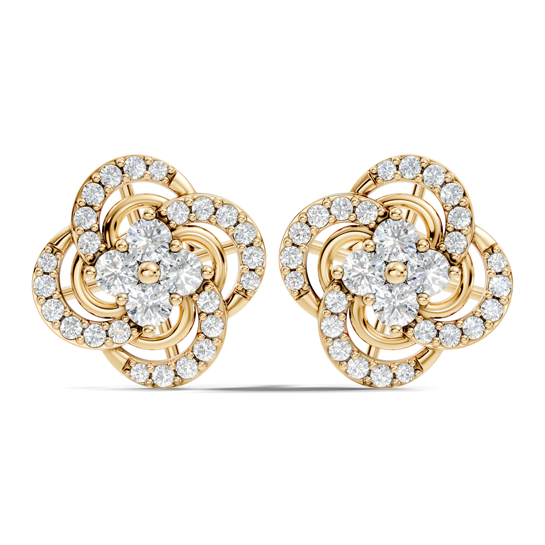 Four-Leaf Clover Swirl Diamond Stud