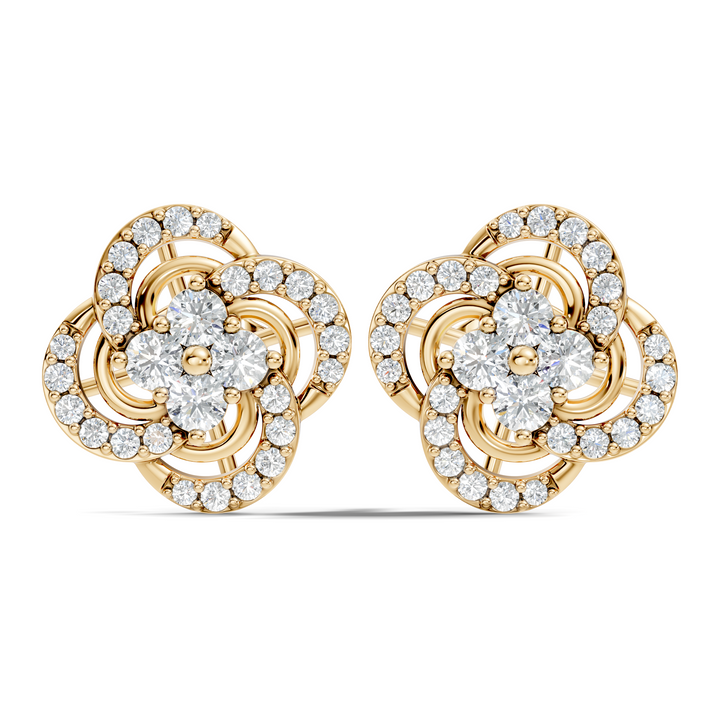 Four-Leaf Clover Swirl Diamond Stud