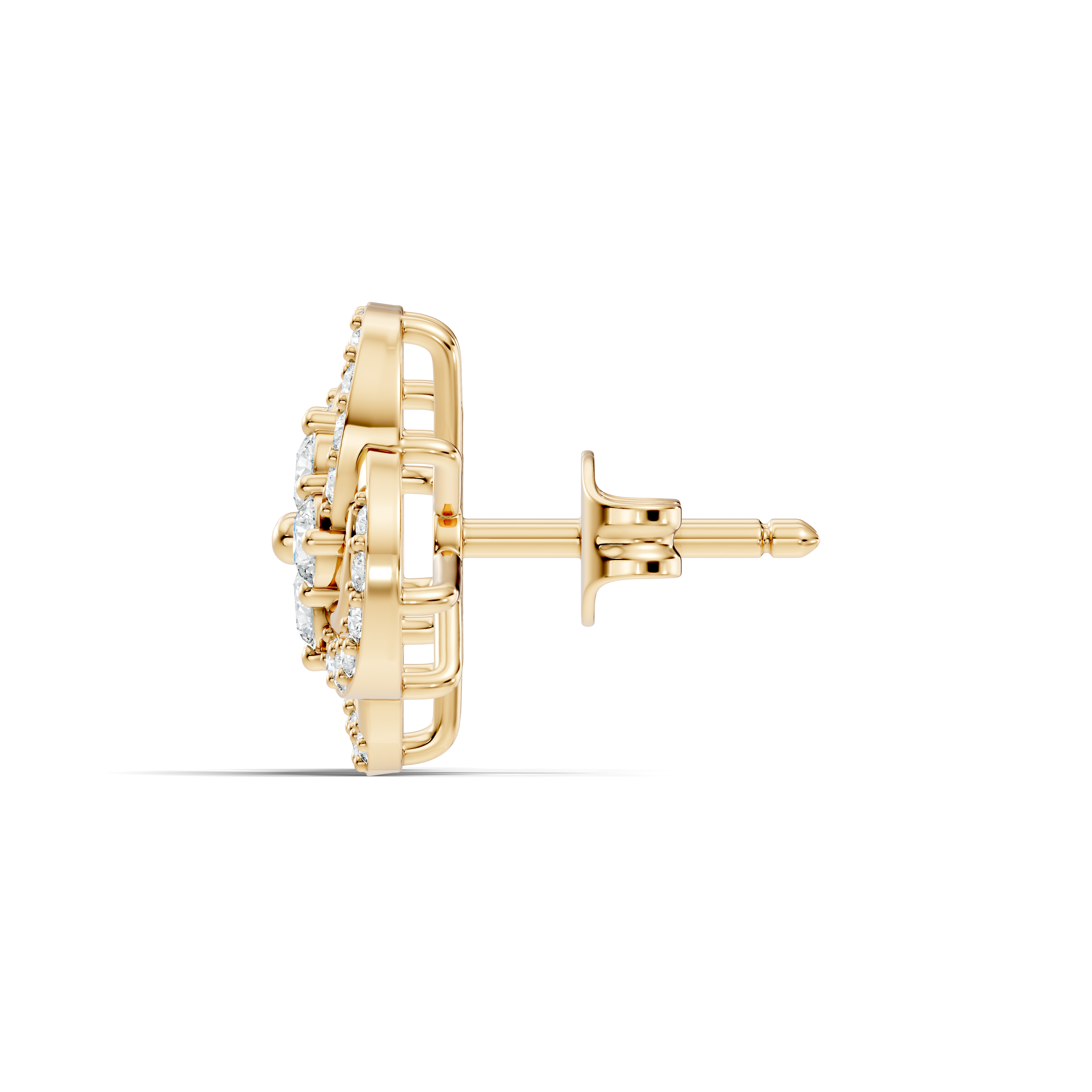 Four-Leaf Clover Swirl Diamond Stud