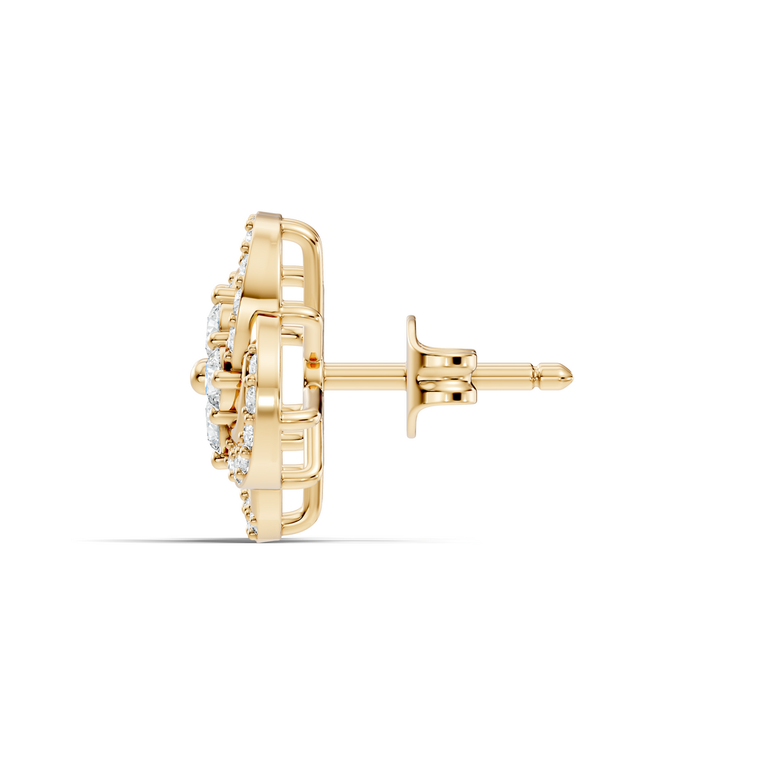 Four-Leaf Clover Swirl Diamond Stud