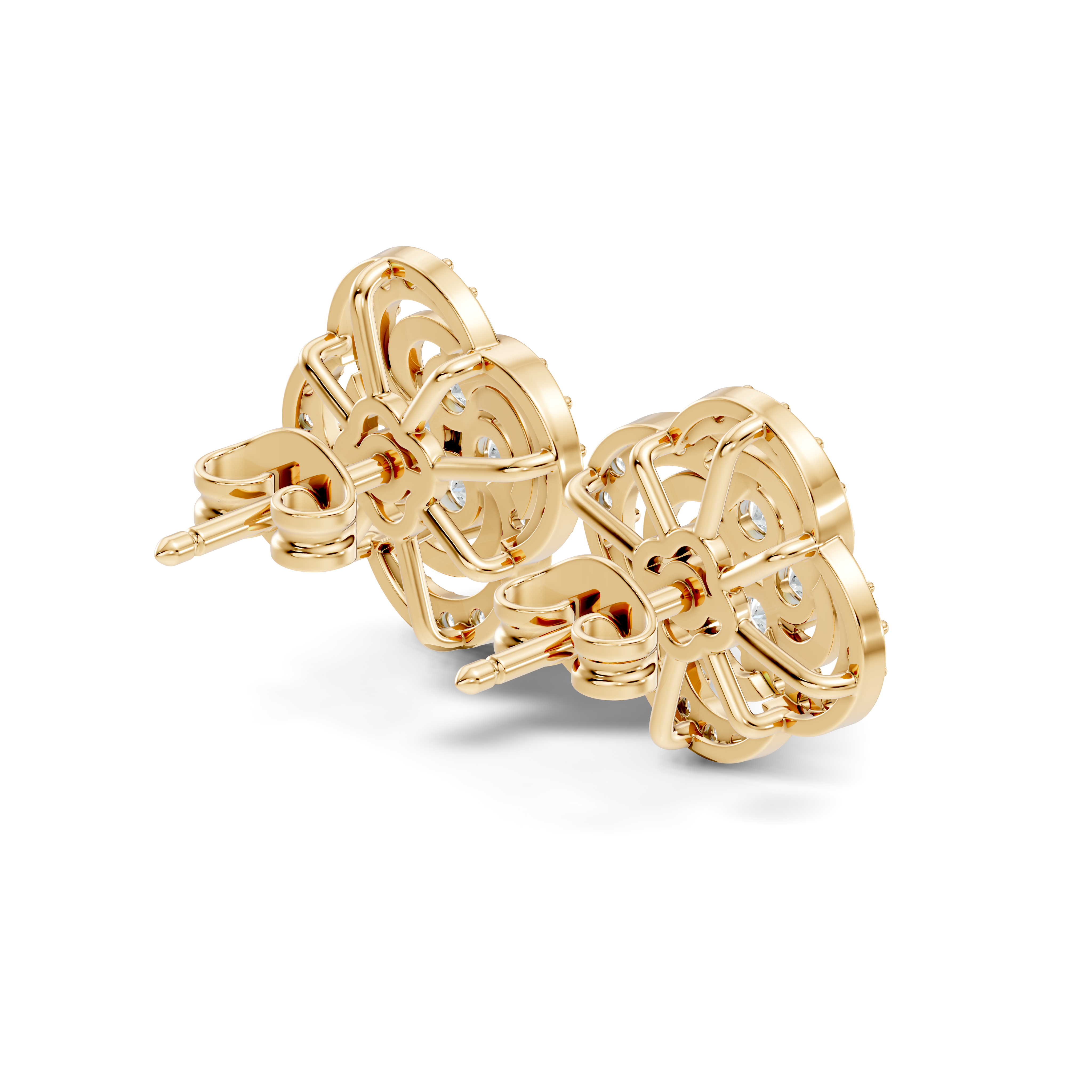 Four-Leaf Clover Swirl Diamond Stud