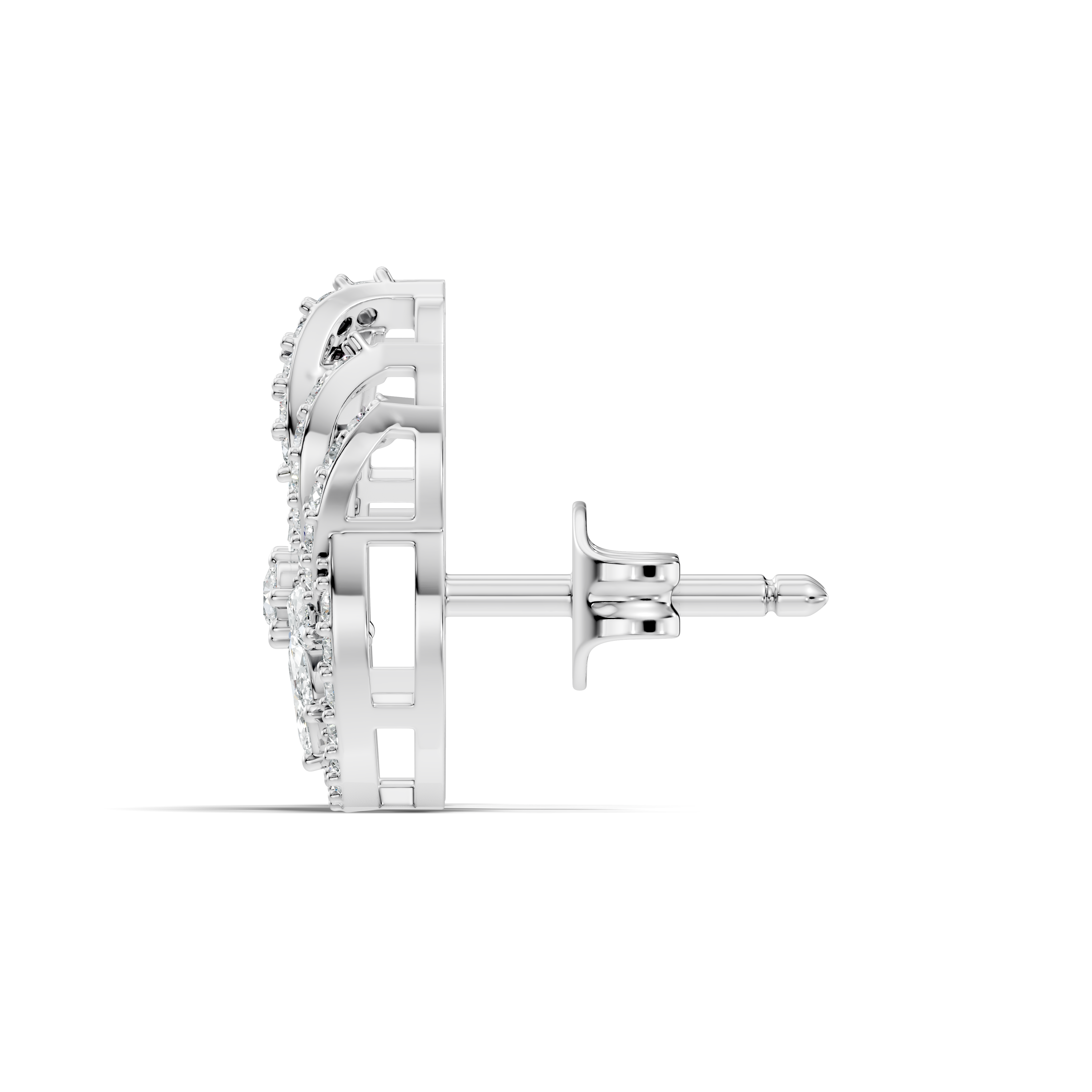 Marquise & Round Diamond Paisley Floral Stud