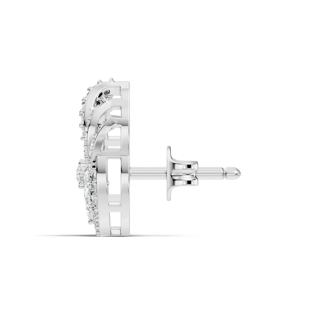 Marquise & Round Diamond Paisley Floral Stud