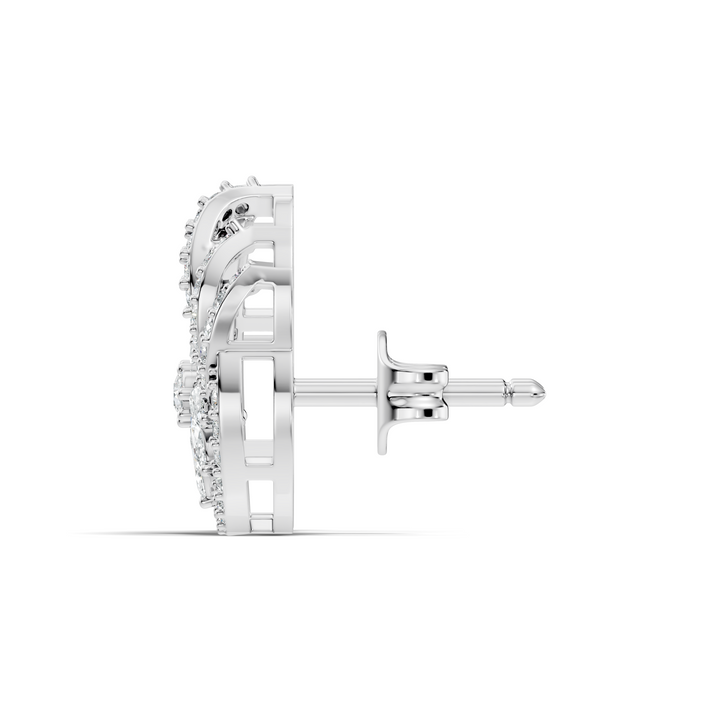 Marquise & Round Diamond Paisley Floral Stud