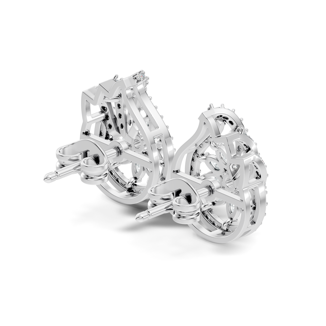 Marquise & Round Diamond Paisley Floral Stud