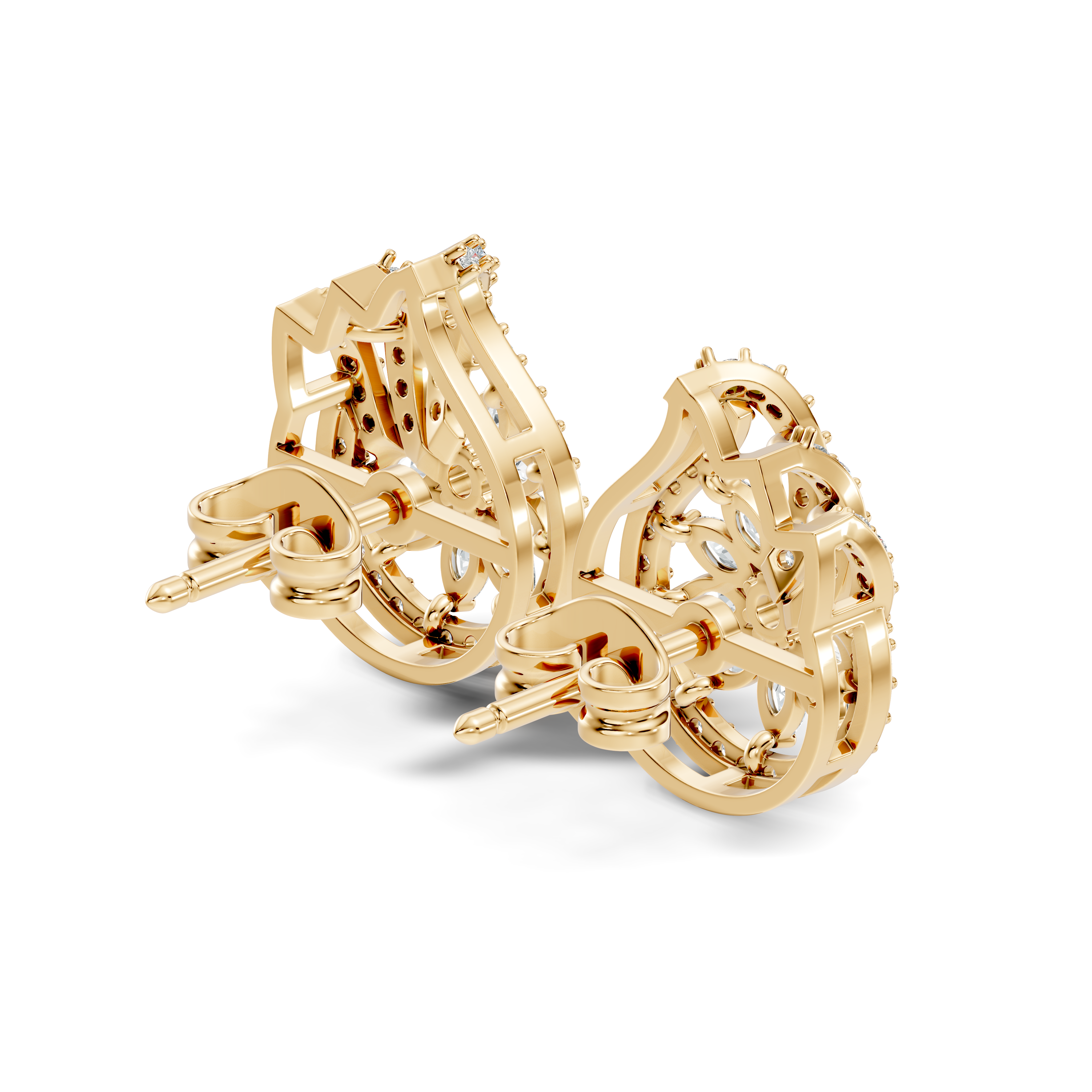 Marquise & Round Diamond Paisley Floral Stud