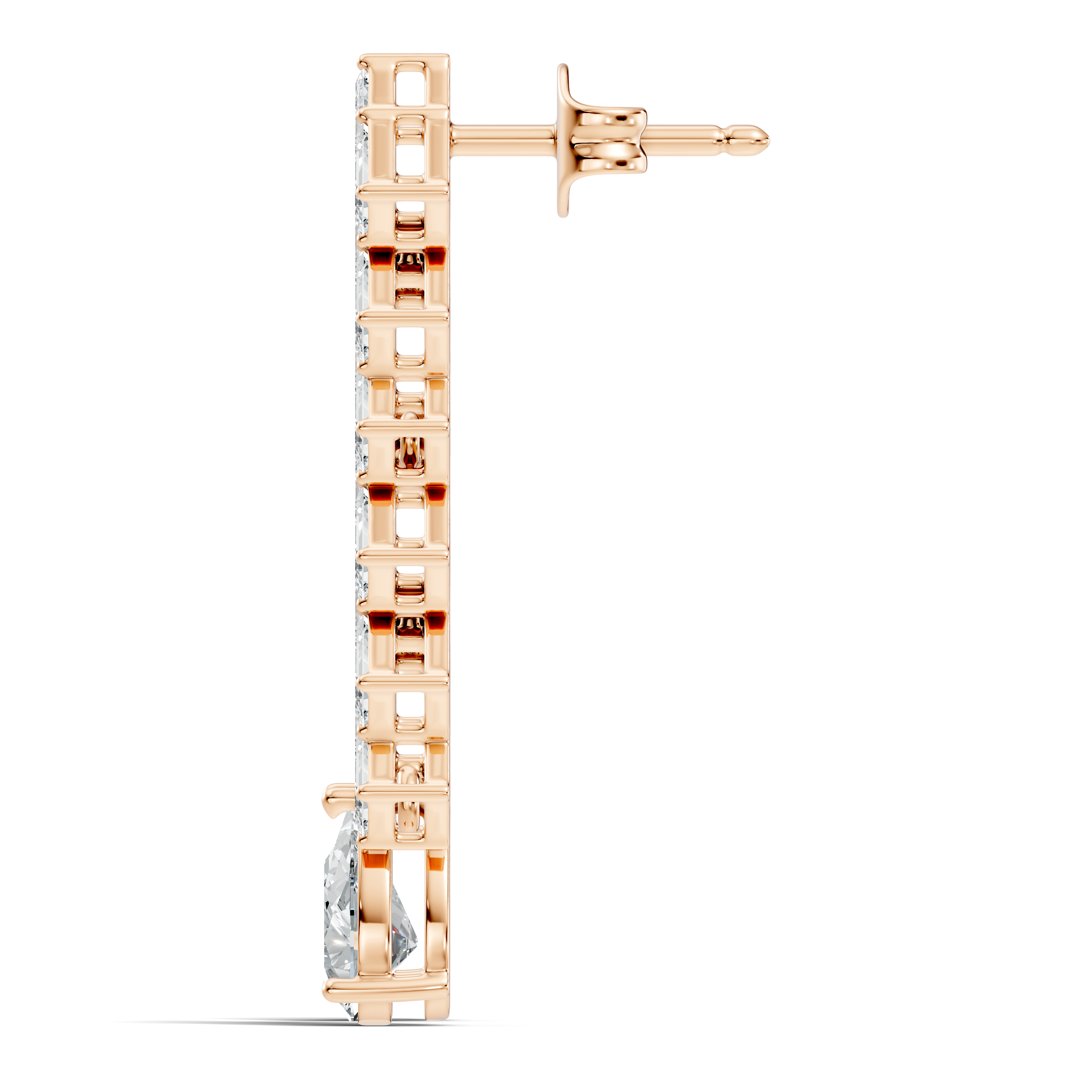 Emerald Cut Zig-Zag Column & Pear Drop Diamond Earrings