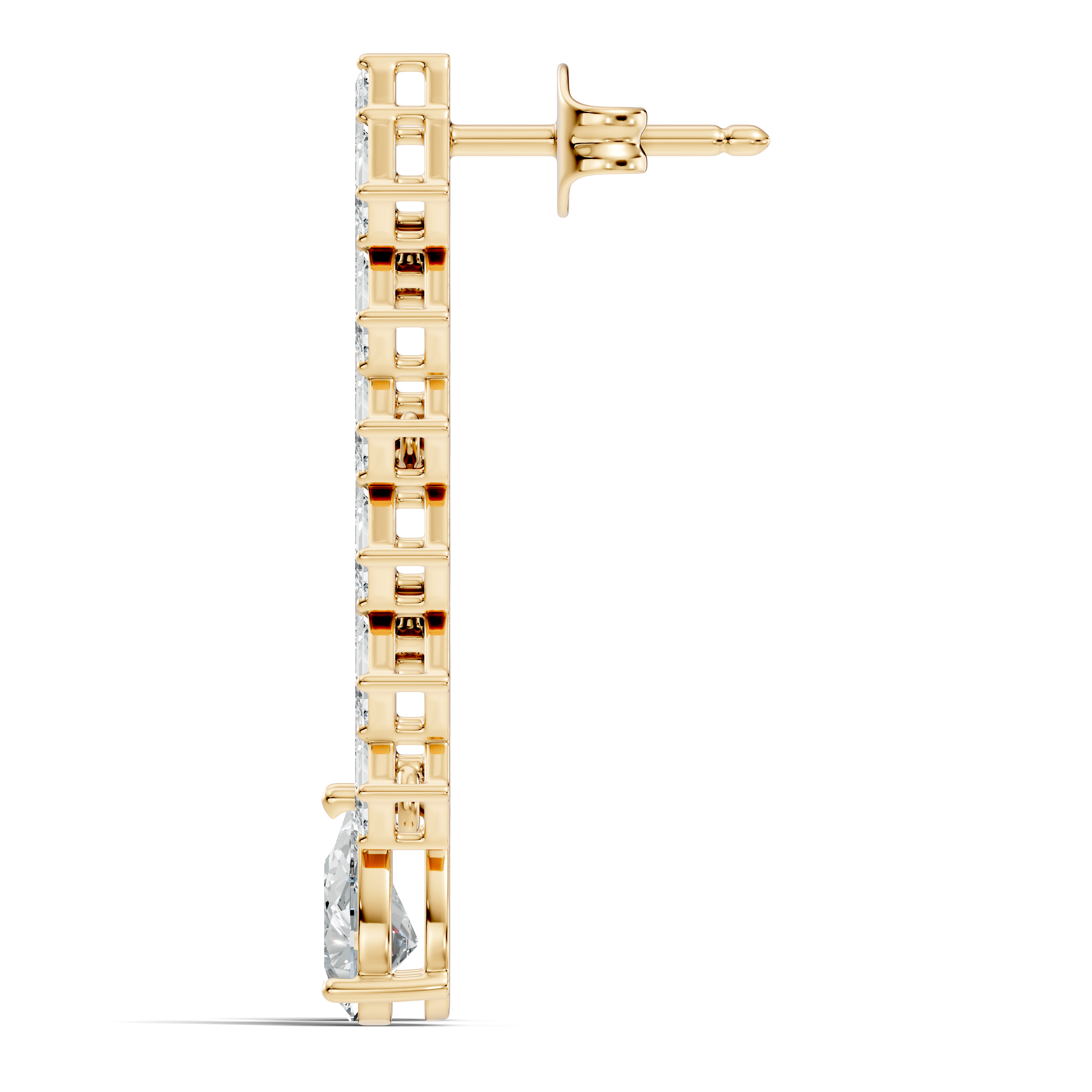 Emerald Cut Zig-Zag Column & Pear Drop Diamond Earrings