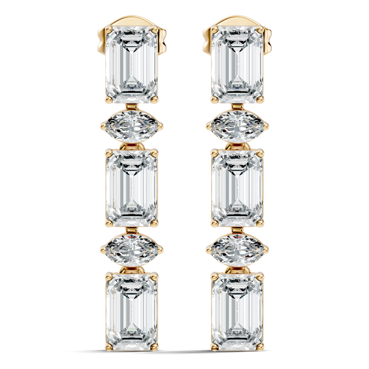 Emerald & Marquise Cut Alternating Linear Drop Earrings