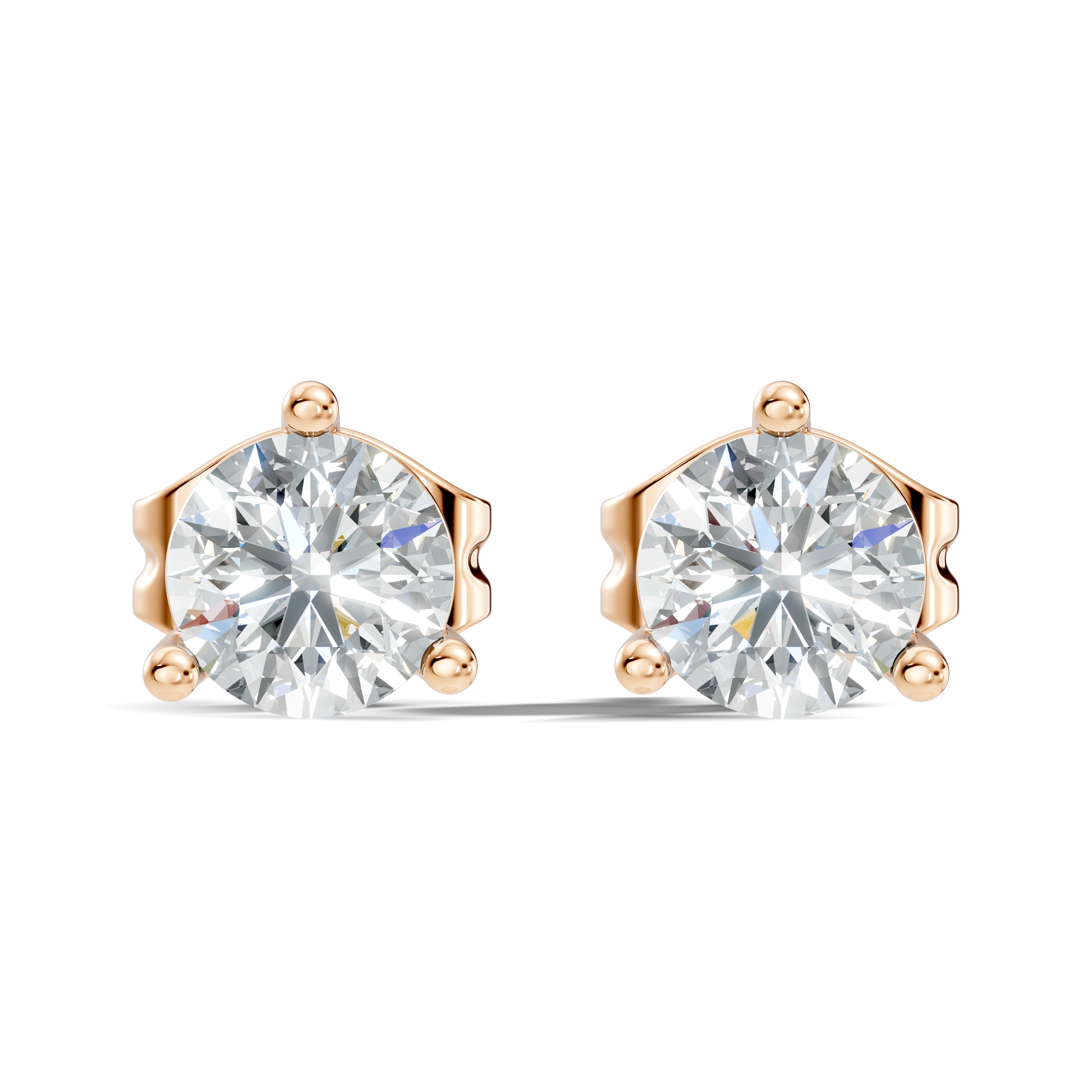 Round Brilliant Cut Diamond Three-Prong Solitaire Stud (2.06 TCW)