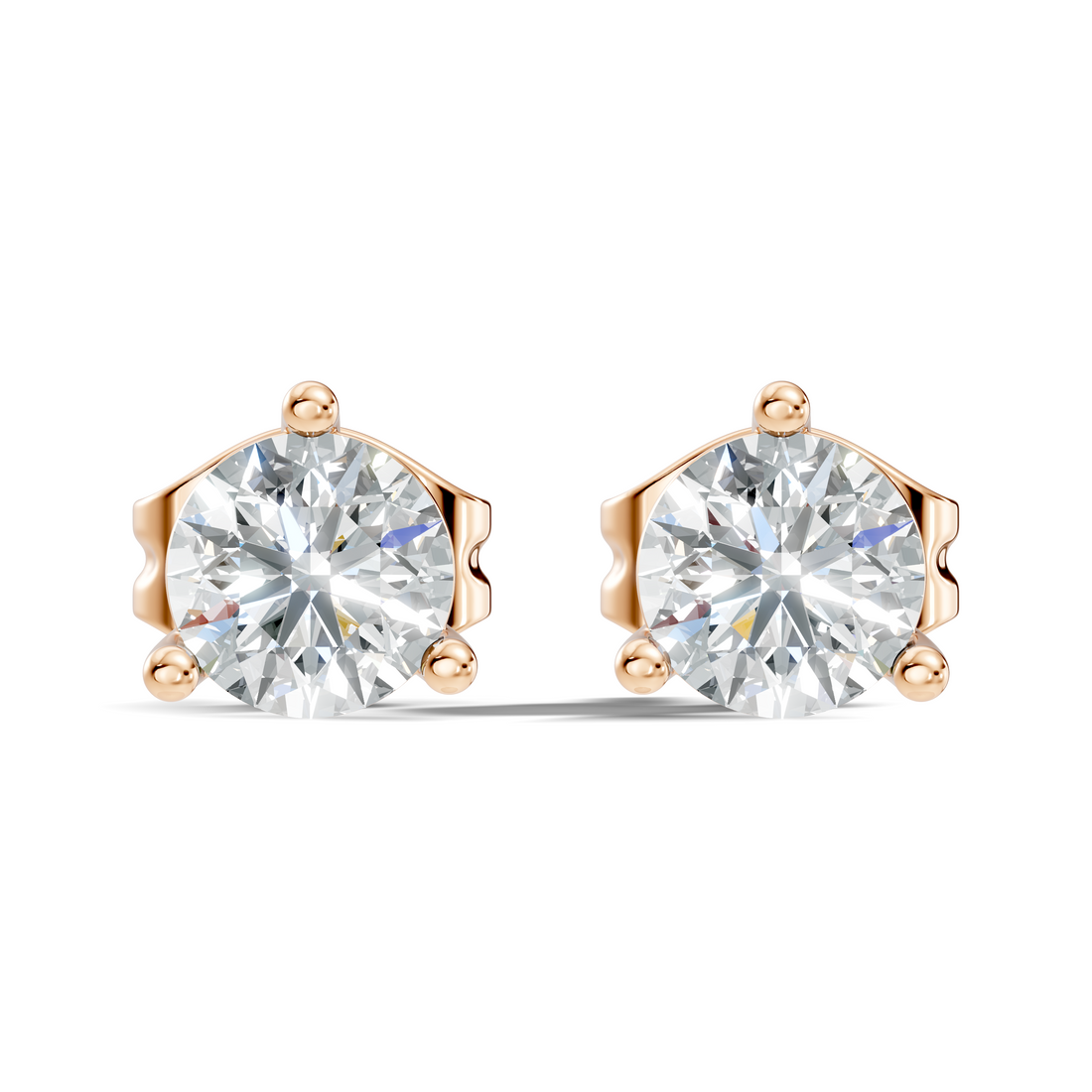 Round Brilliant Cut Diamond Three-Prong Solitaire Stud (2.06 TCW)