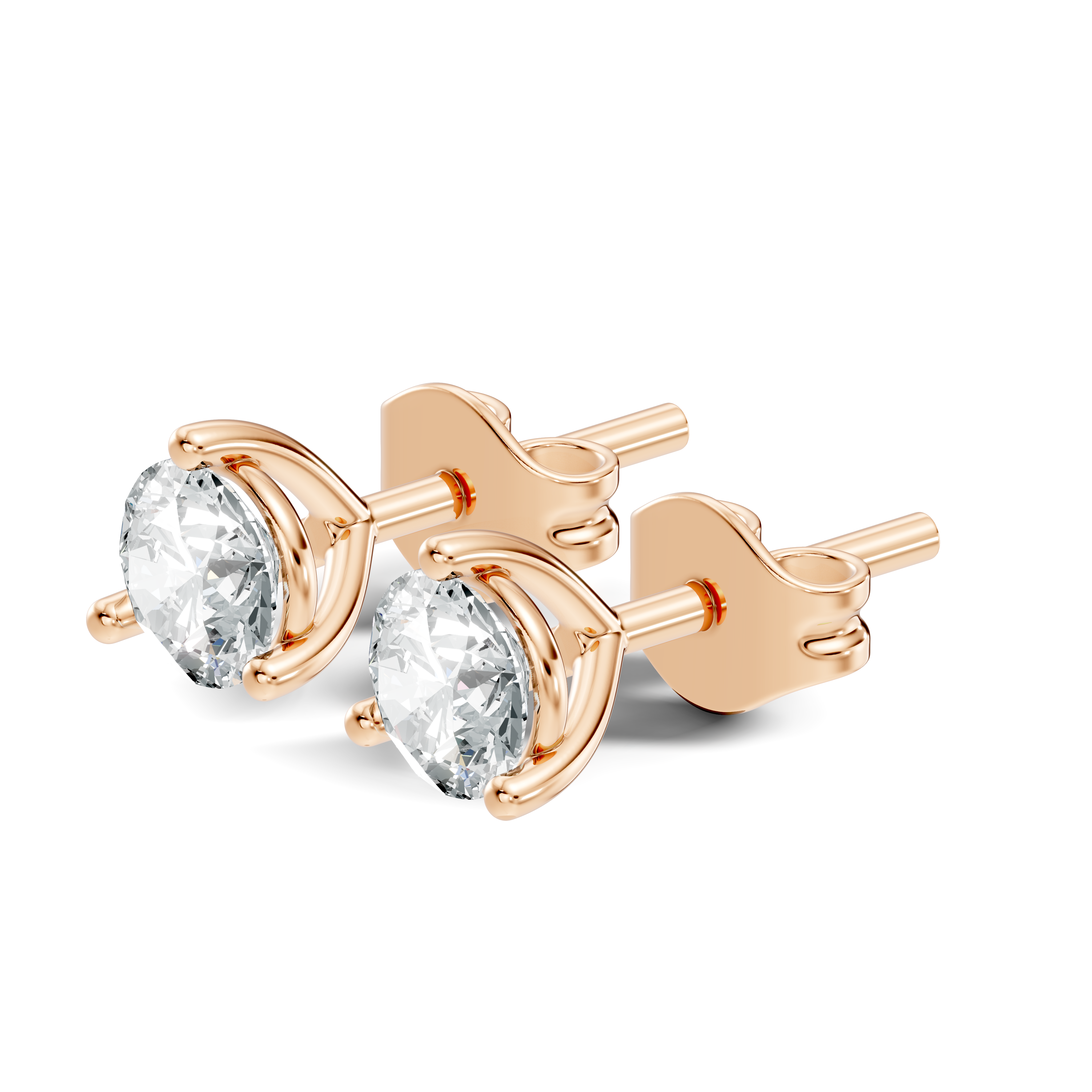 Round Brilliant Cut Diamond Three-Prong Solitaire Stud (2.06 TCW)