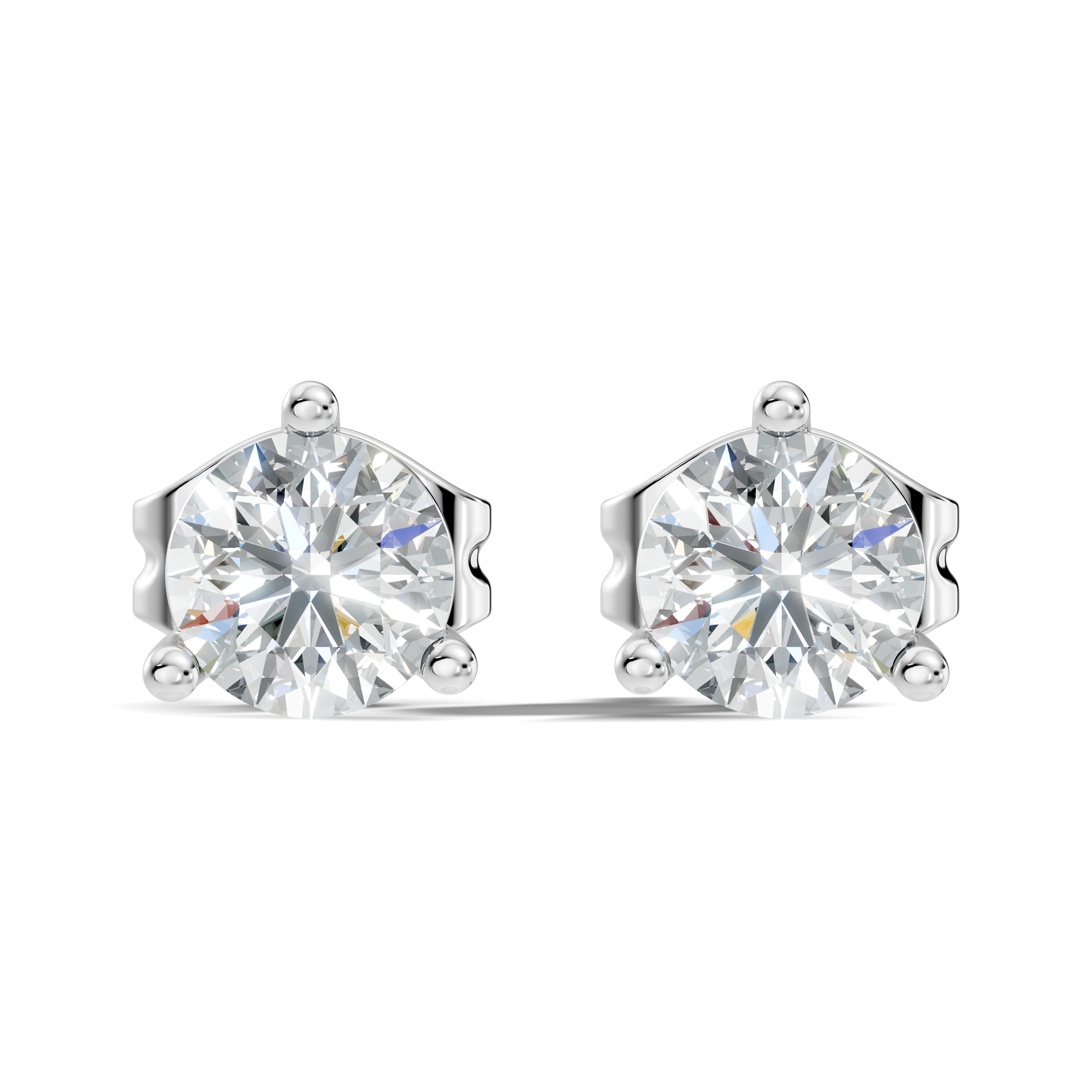 Round Brilliant Cut Diamond Three-Prong Solitaire Stud (2.06 TCW)