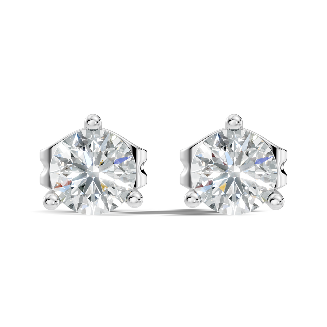 Round Brilliant Cut Diamond Three-Prong Solitaire Stud (2.06 TCW)