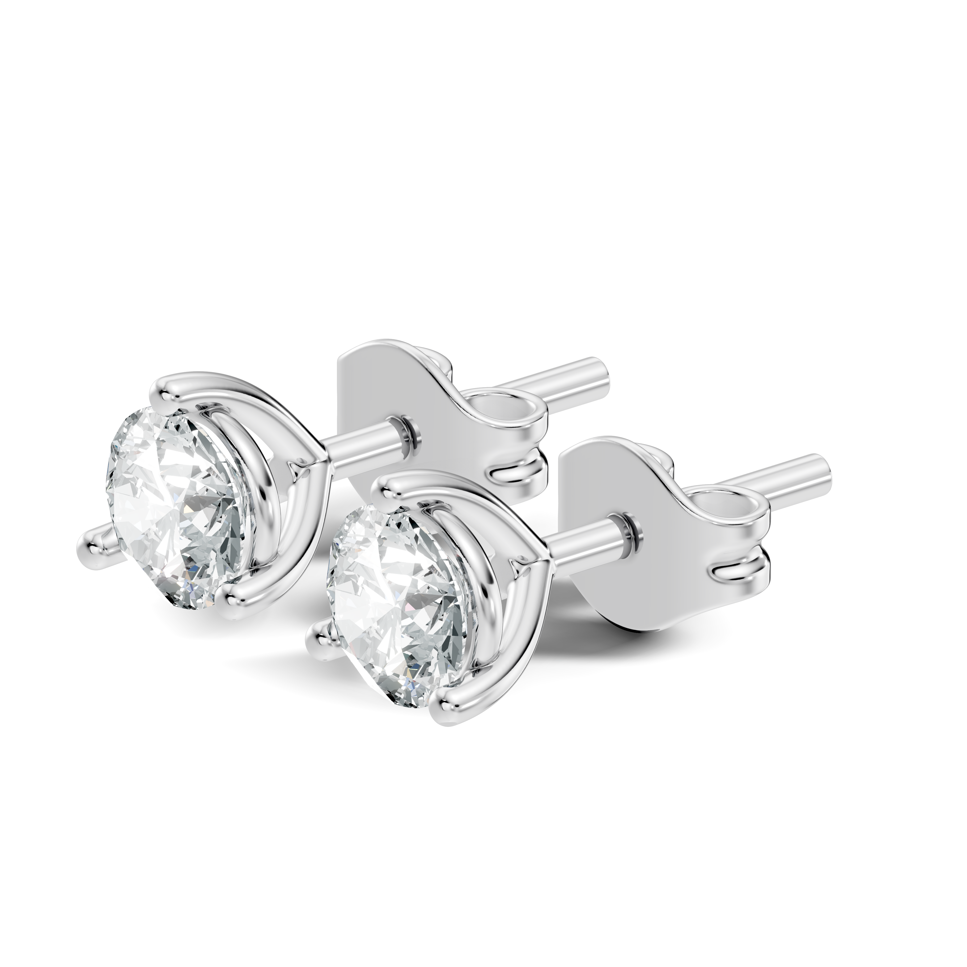 Round Brilliant Cut Diamond Three-Prong Solitaire Stud (2.06 TCW)