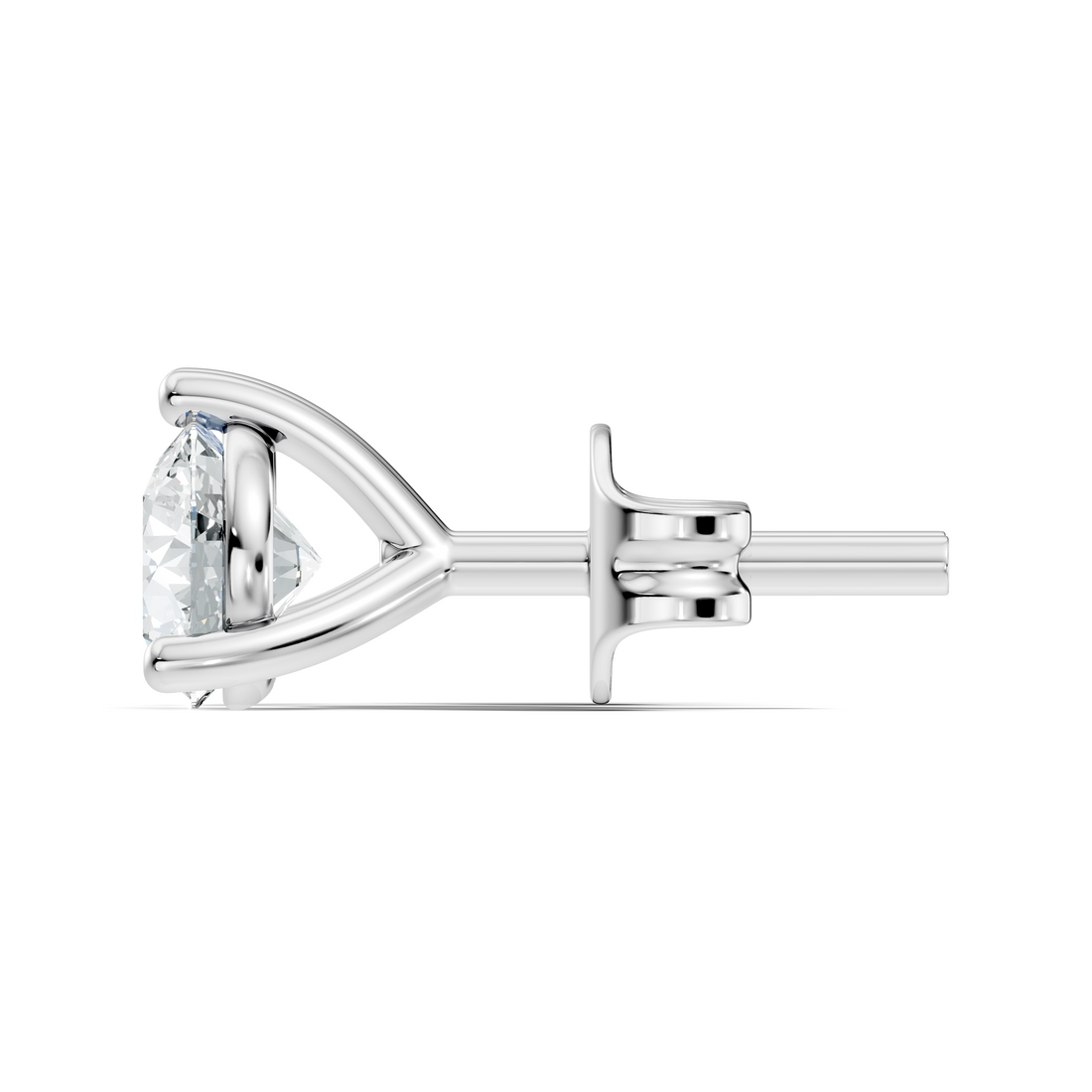 Round Brilliant Cut Diamond Three-Prong Solitaire Stud (2.06 TCW)