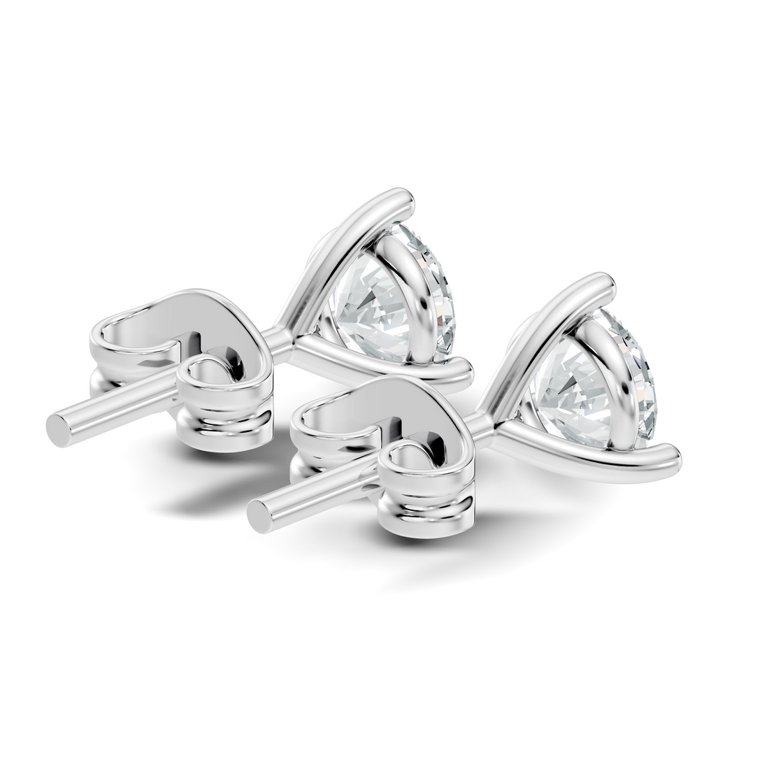 Round Brilliant Cut Diamond Three-Prong Solitaire Stud (2.06 TCW)