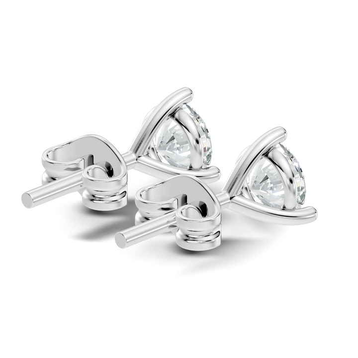 Round Brilliant Cut Diamond Three-Prong Solitaire Stud (2.06 TCW)