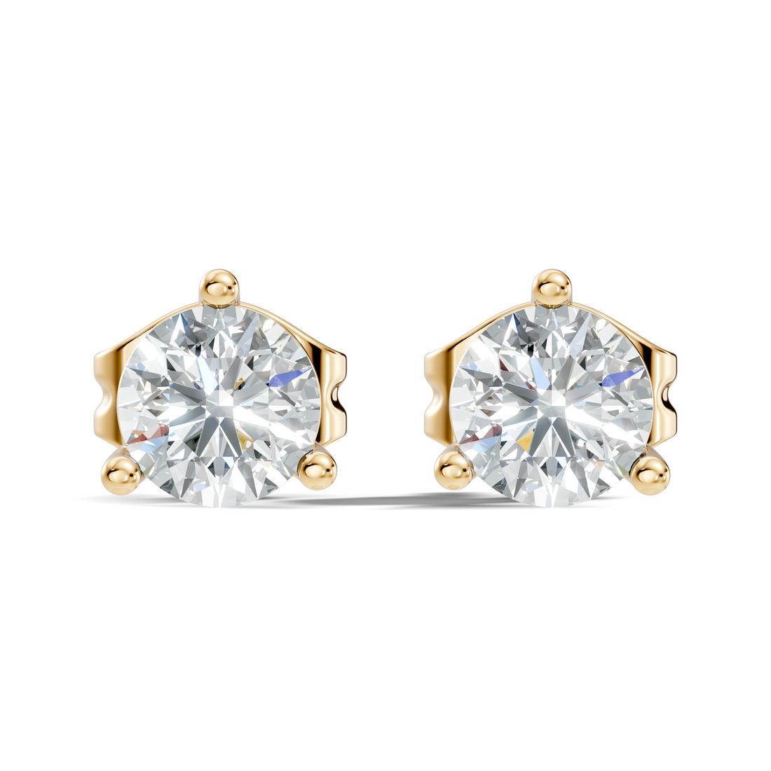 Round Brilliant Cut Diamond Three-Prong Solitaire Stud (2.06 TCW)