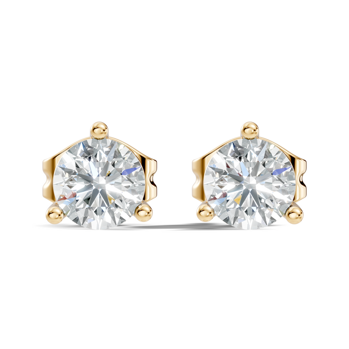 Round Brilliant Cut Diamond Three-Prong Solitaire Stud (2.06 TCW)