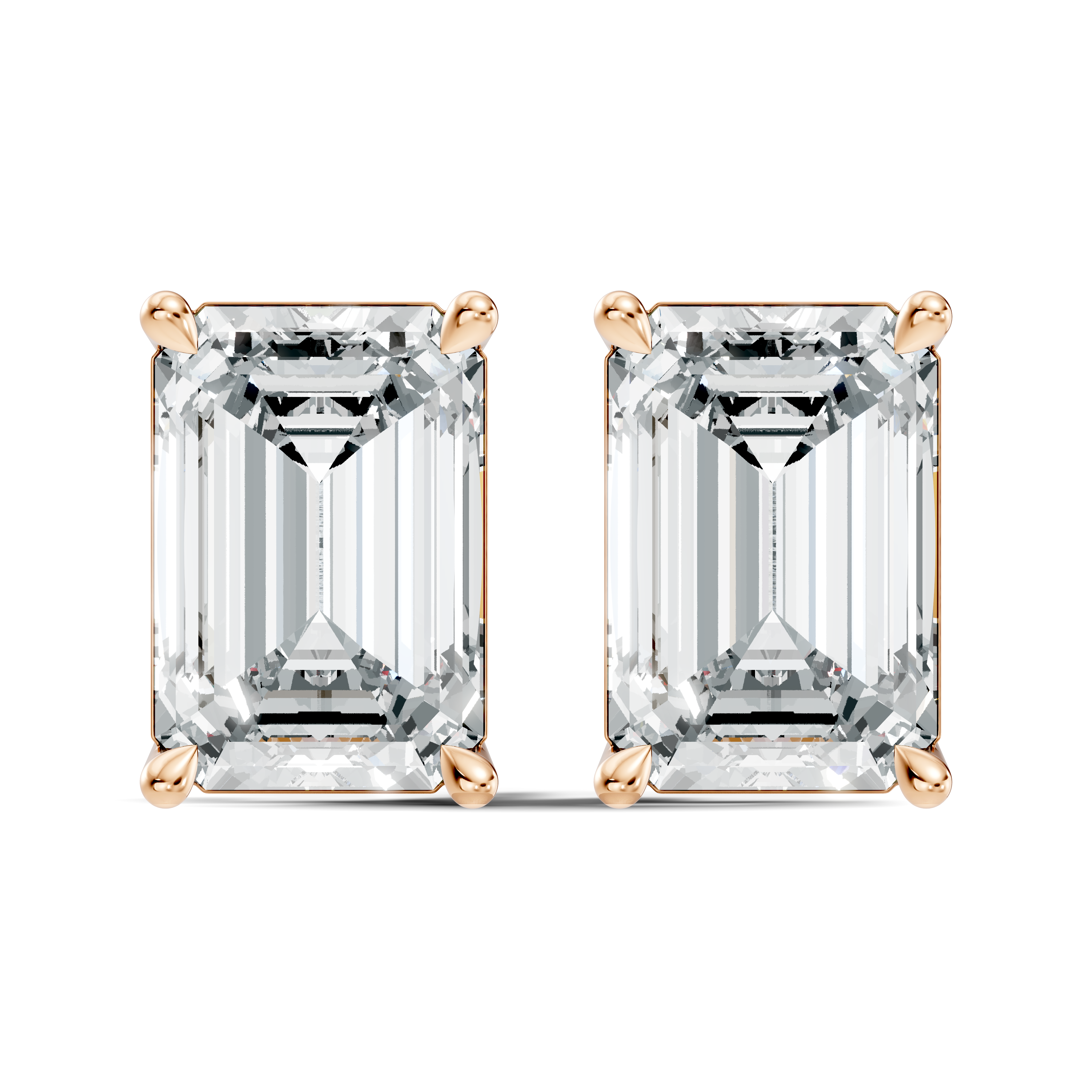 Emerald Cut Diamond Four-Prong Solitaire Stud (6.41 TCW)