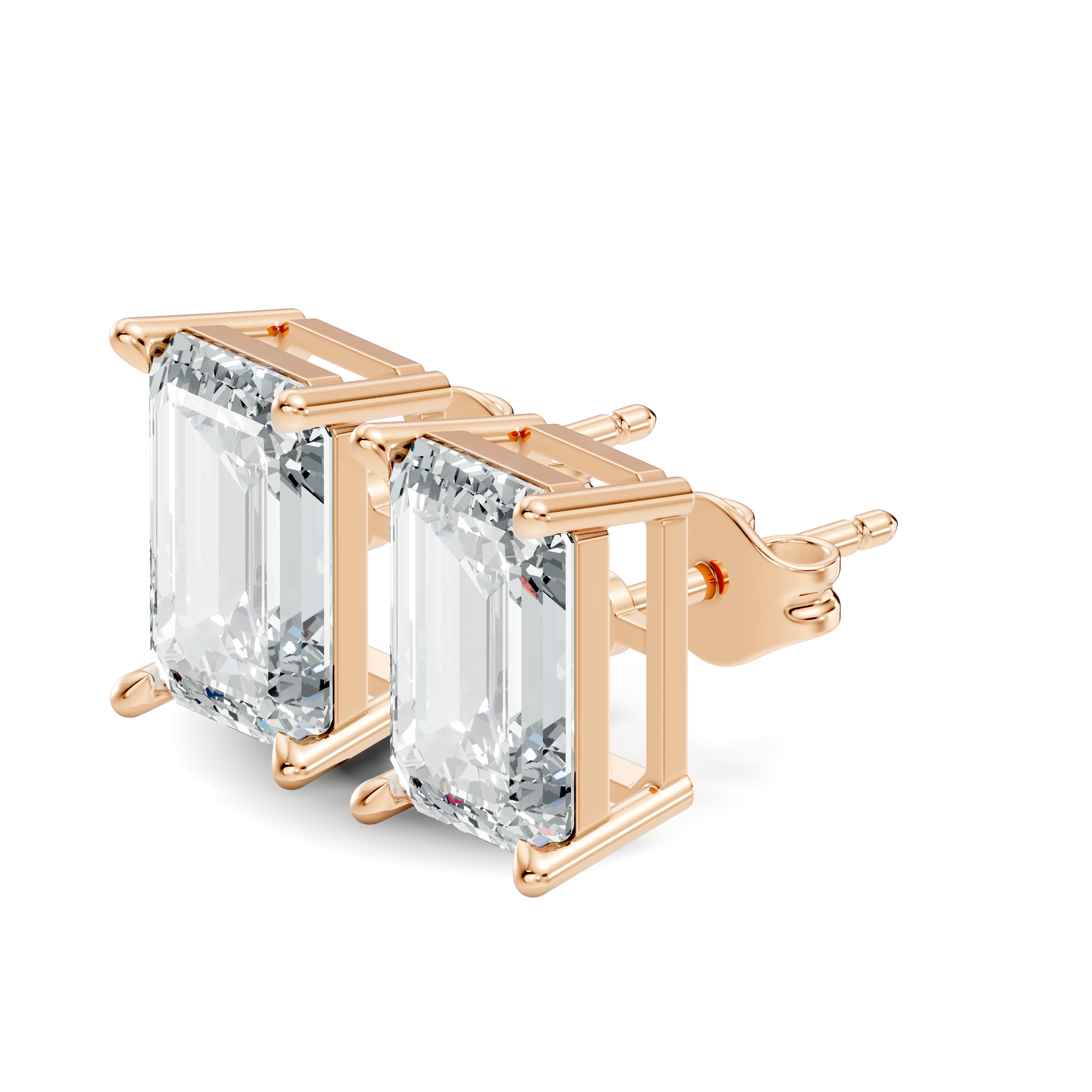 Emerald Cut Diamond Four-Prong Solitaire Stud (6.41 TCW)