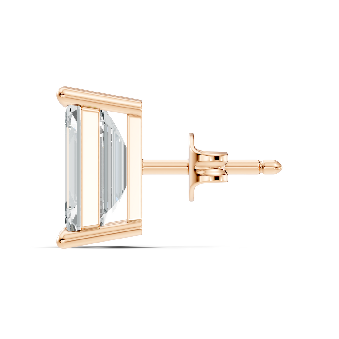 Emerald Cut Diamond Four-Prong Solitaire Stud (6.41 TCW)