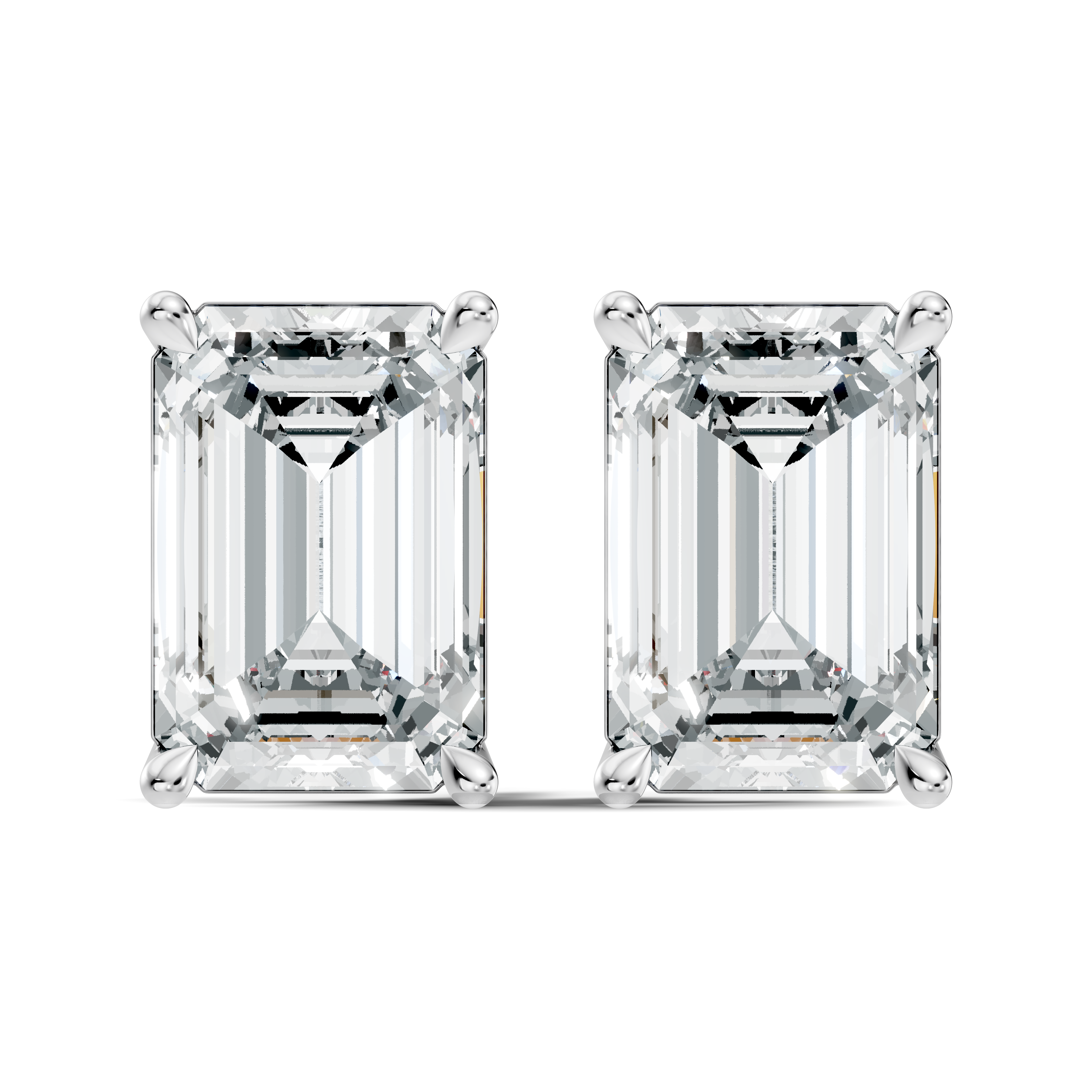 Emerald Cut Diamond Four-Prong Solitaire Stud (6.41 TCW)