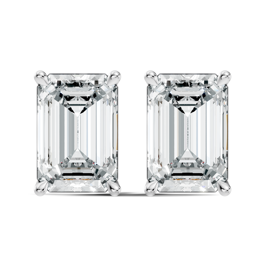 Emerald Cut Diamond Four-Prong Solitaire Stud (6.41 TCW)