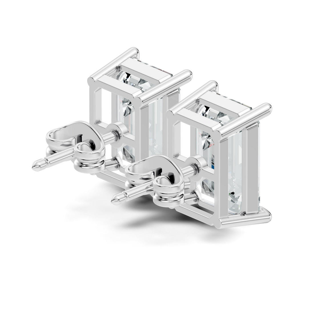 Emerald Cut Diamond Four-Prong Solitaire Stud (6.41 TCW)