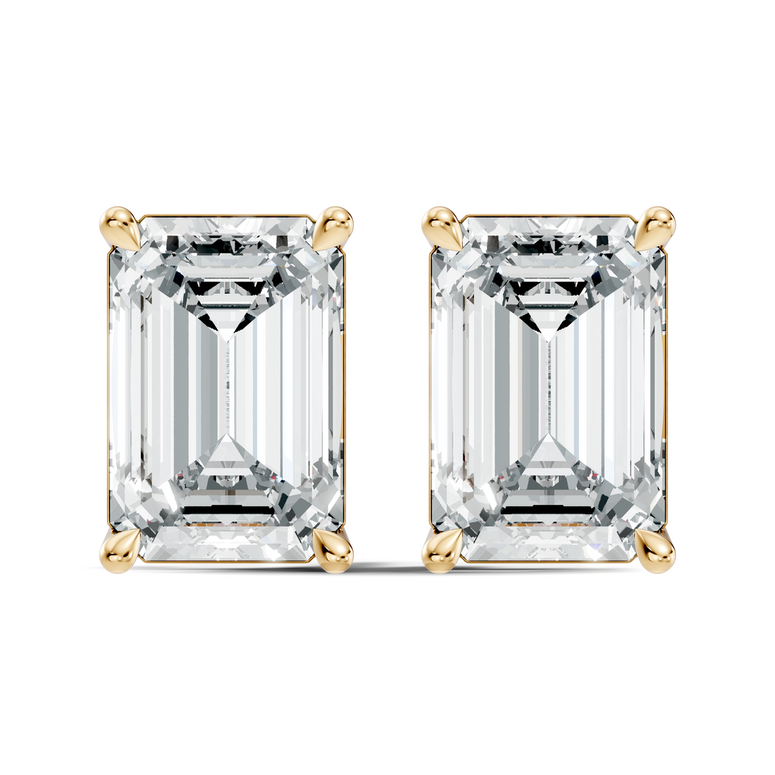 Emerald Cut Diamond Four-Prong Solitaire Stud (6.41 TCW)