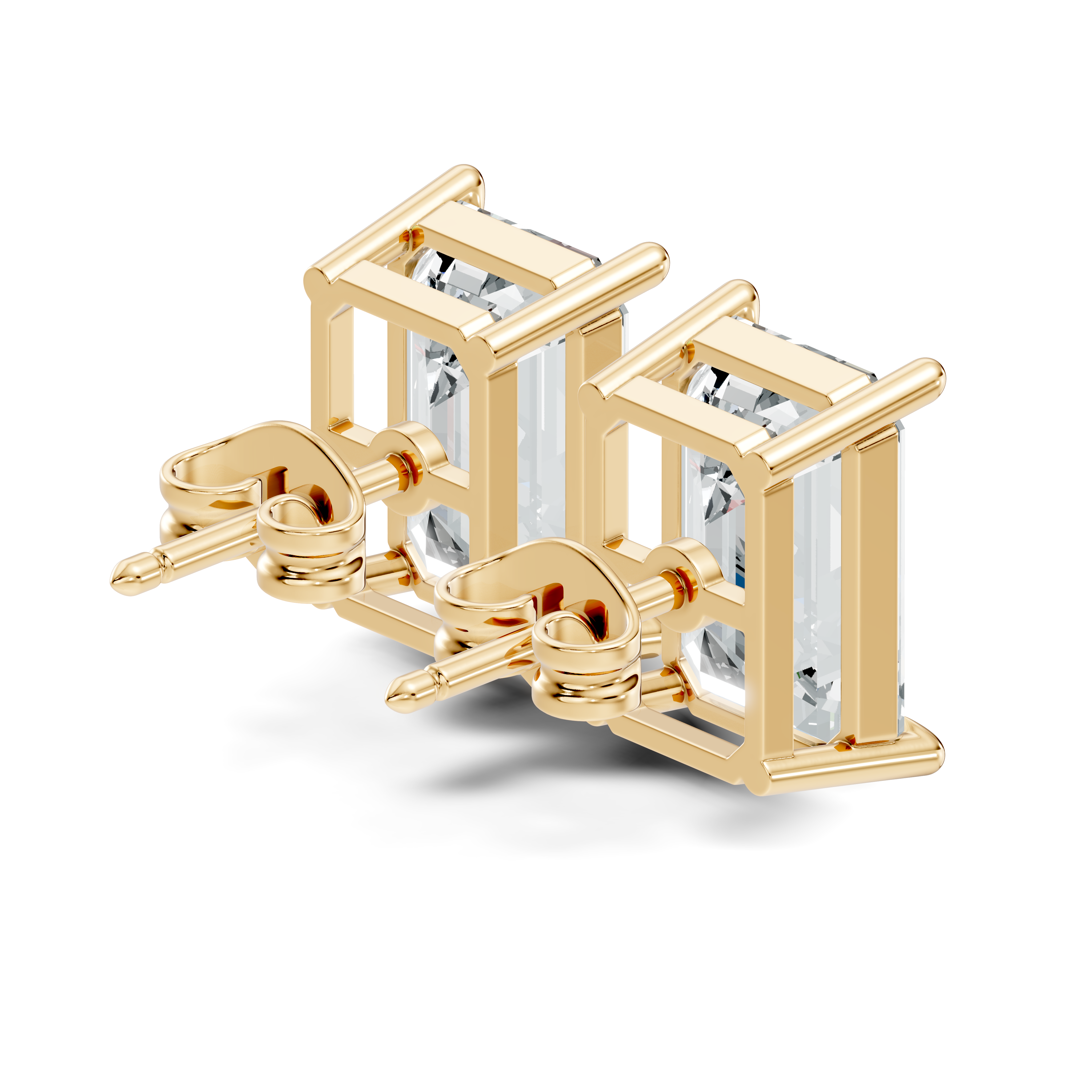 Emerald Cut Diamond Four-Prong Solitaire Stud (6.41 TCW)