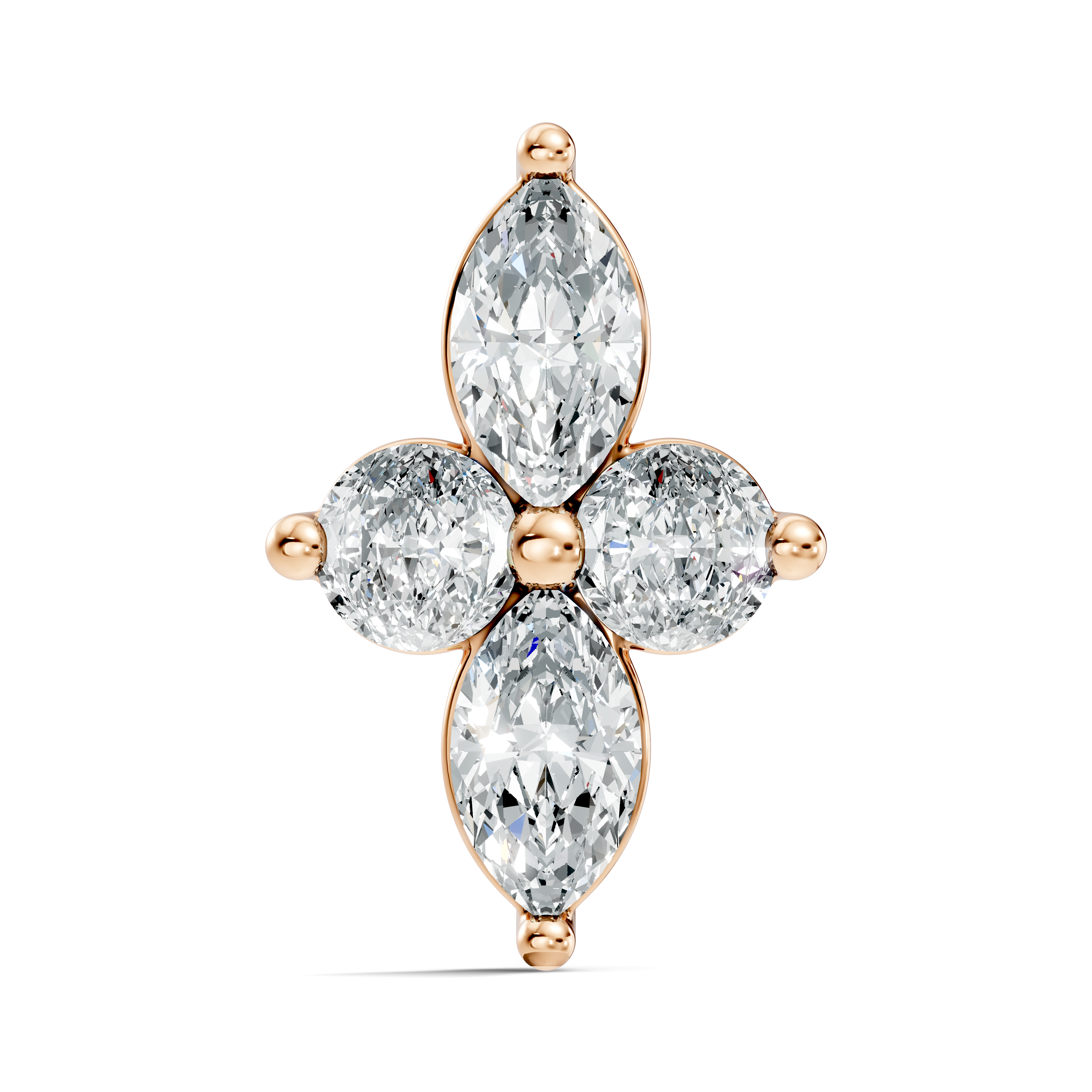 Marquise & Round Floral Cross Diamond Nose Pin