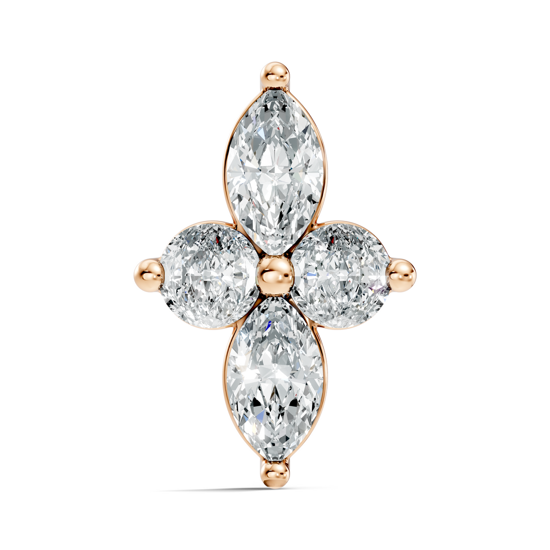 Marquise & Round Floral Cross Diamond Nose Pin