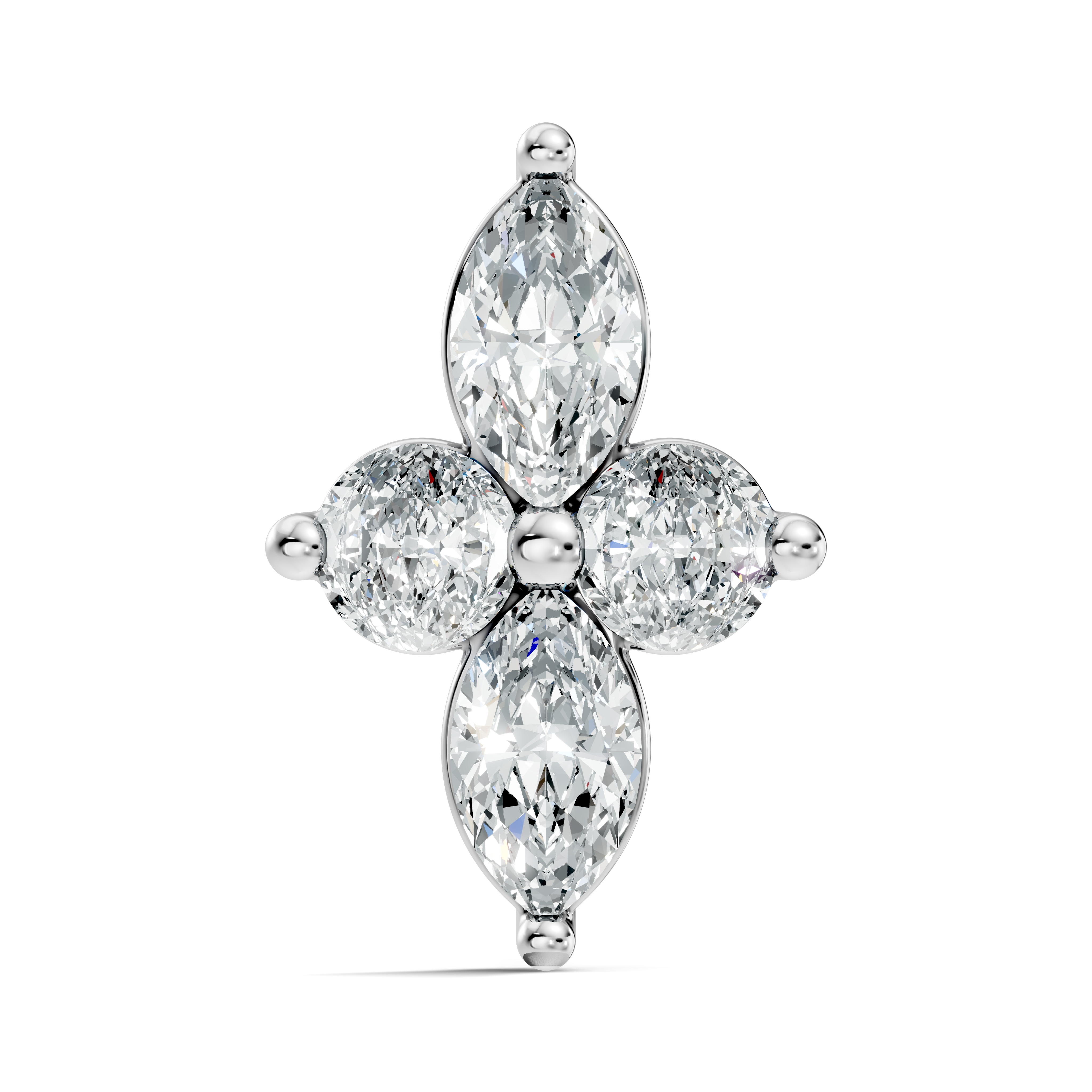 Marquise & Round Floral Cross Diamond Nose Pin