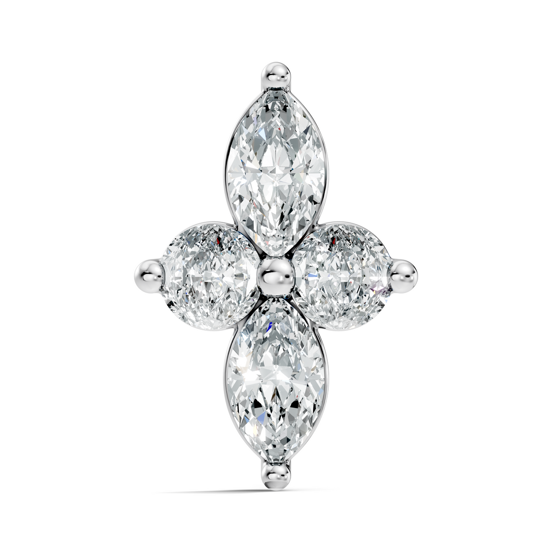 Marquise & Round Floral Cross Diamond Nose Pin