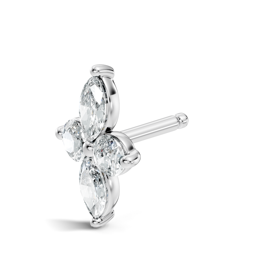 Marquise & Round Floral Cross Diamond Nose Pin