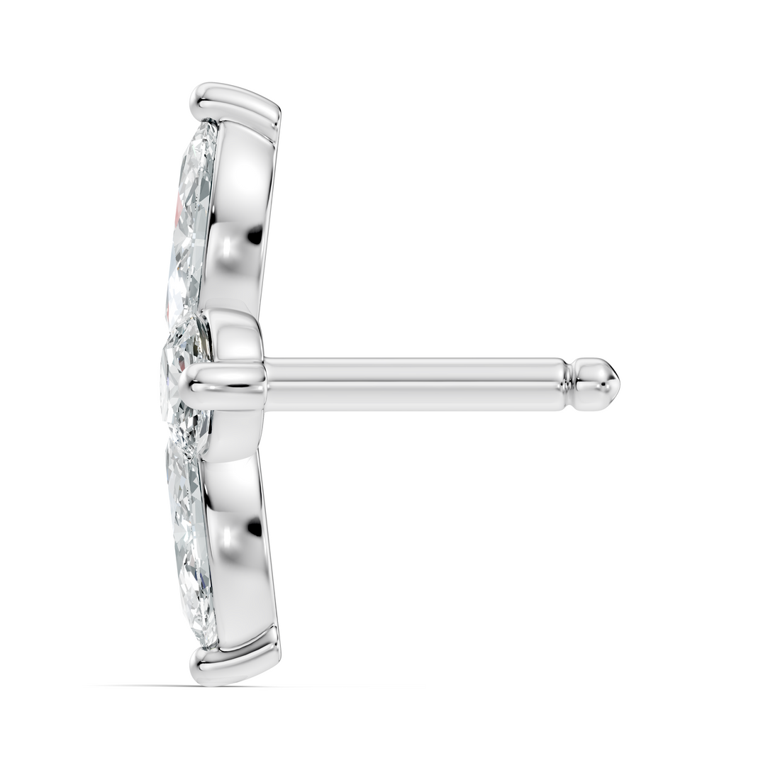 Marquise & Round Floral Cross Diamond Nose Pin