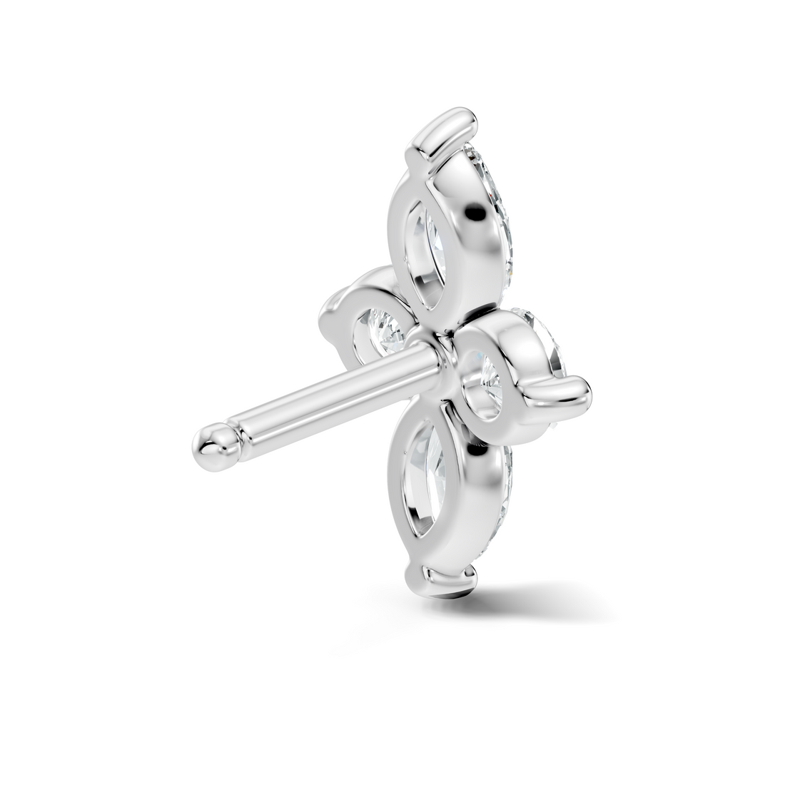 Marquise & Round Floral Cross Diamond Nose Pin