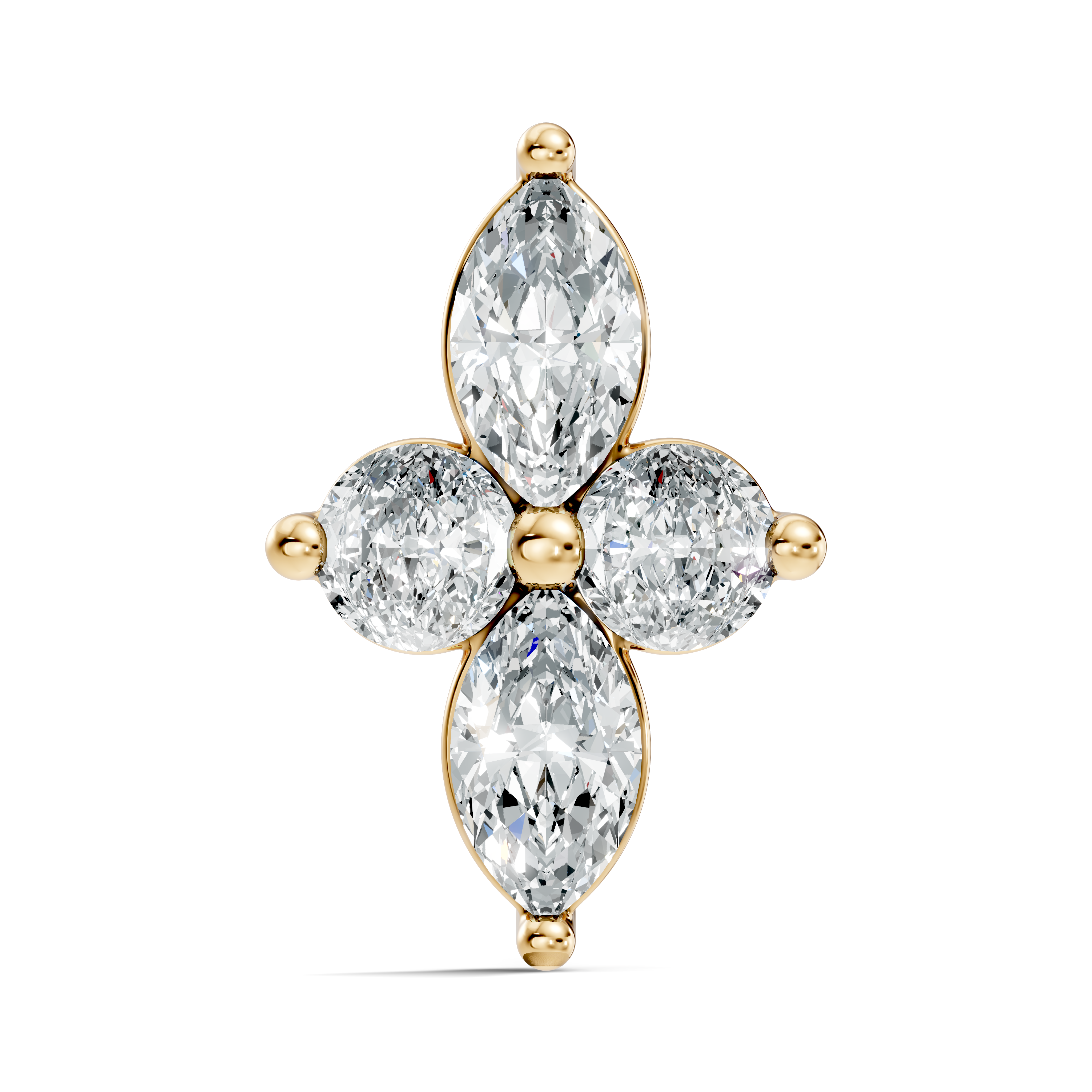 Marquise & Round Floral Cross Diamond Nose Pin