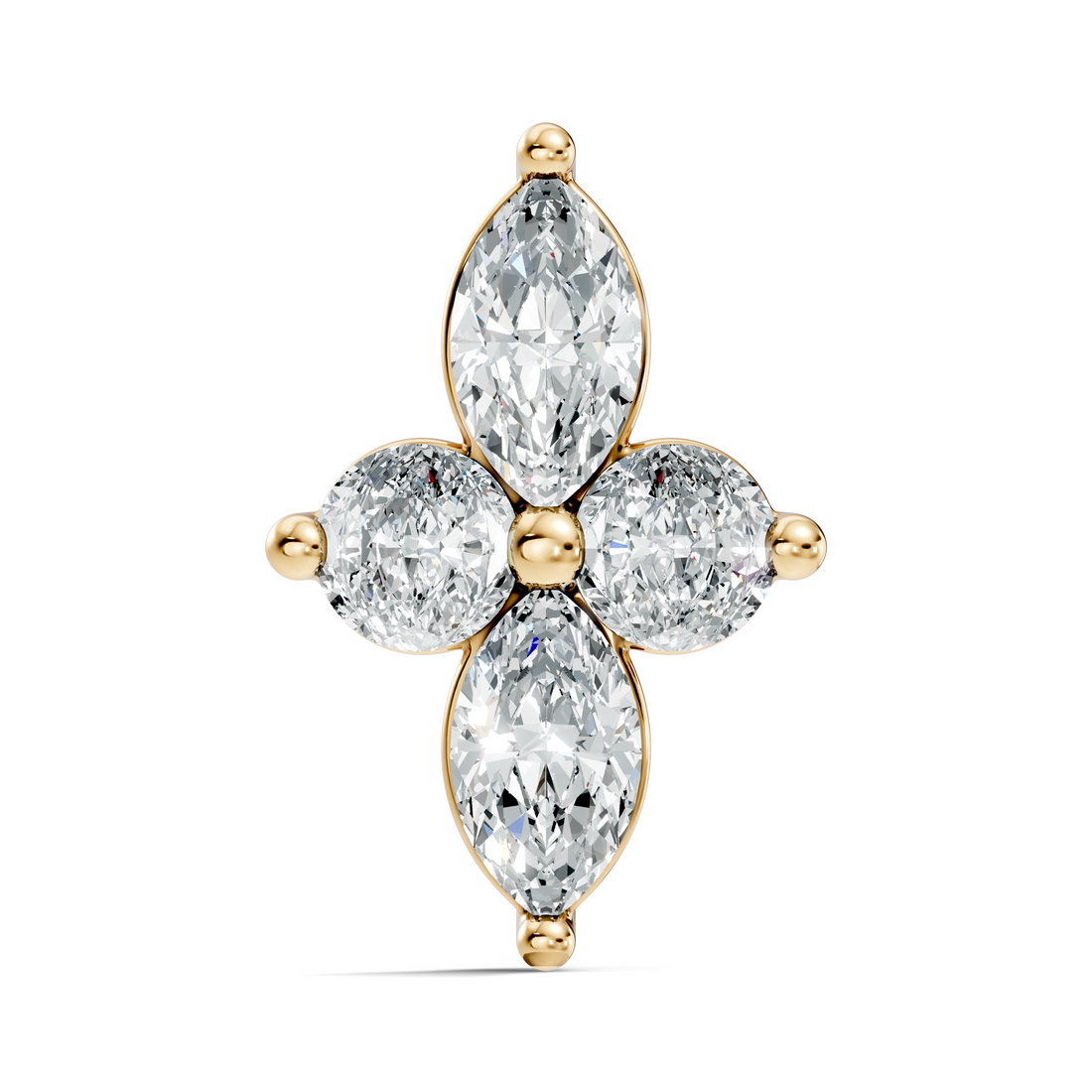 Marquise & Round Floral Cross Diamond Nose Pin