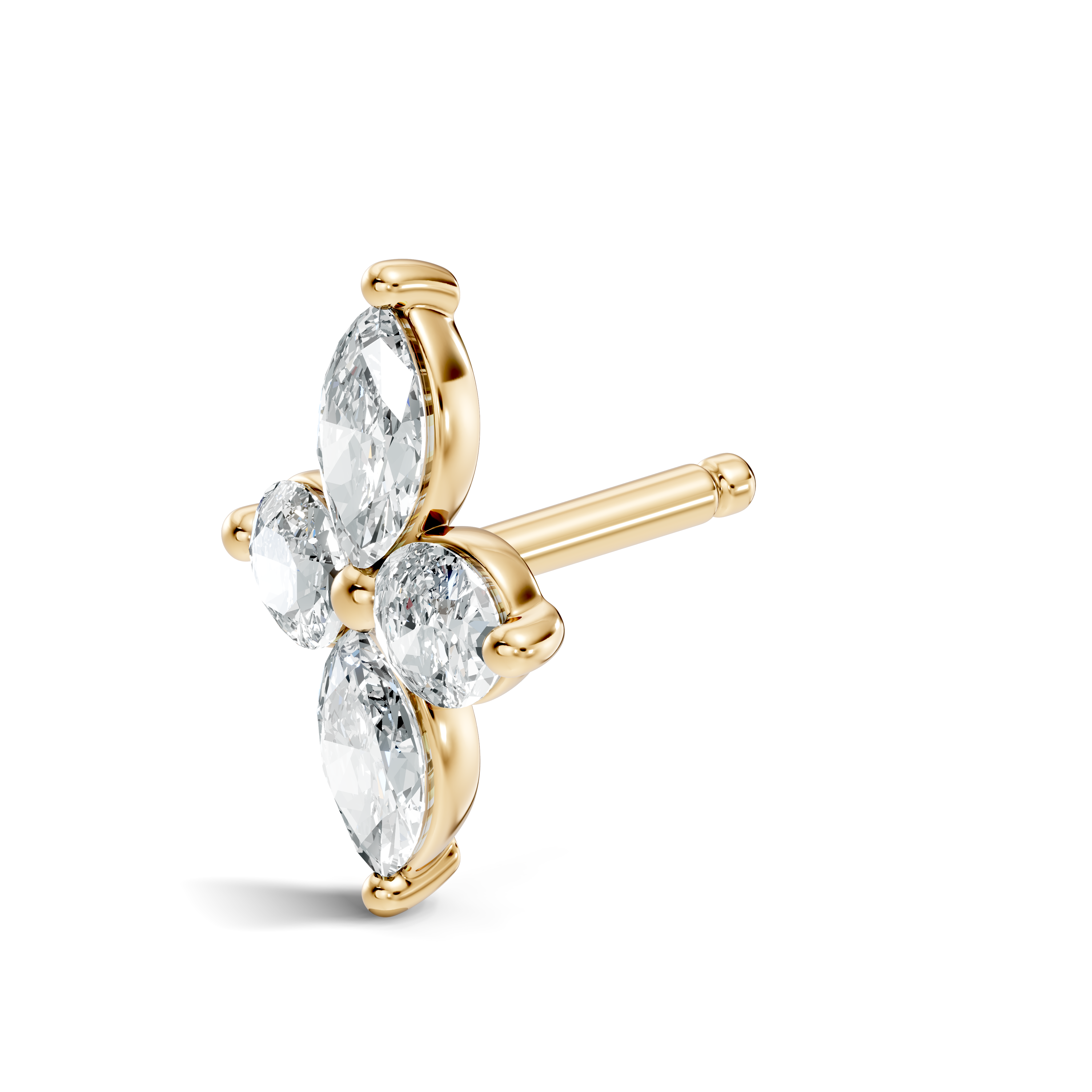 Marquise & Round Floral Cross Diamond Nose Pin